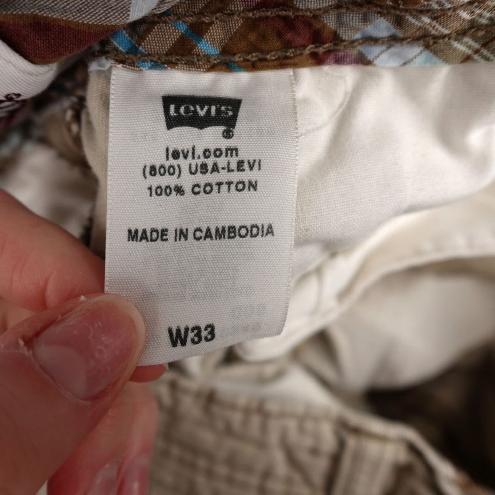 Levi's Levi's Shorts Mens 33 Brown White Tab Twill Grunge Streetwear Y2K Casual Regular 33in Brown Canvas Cotton Zipper Pockets Pattern Solid Tiny Flaws N/A Size US 33 - 4 Thumbnail