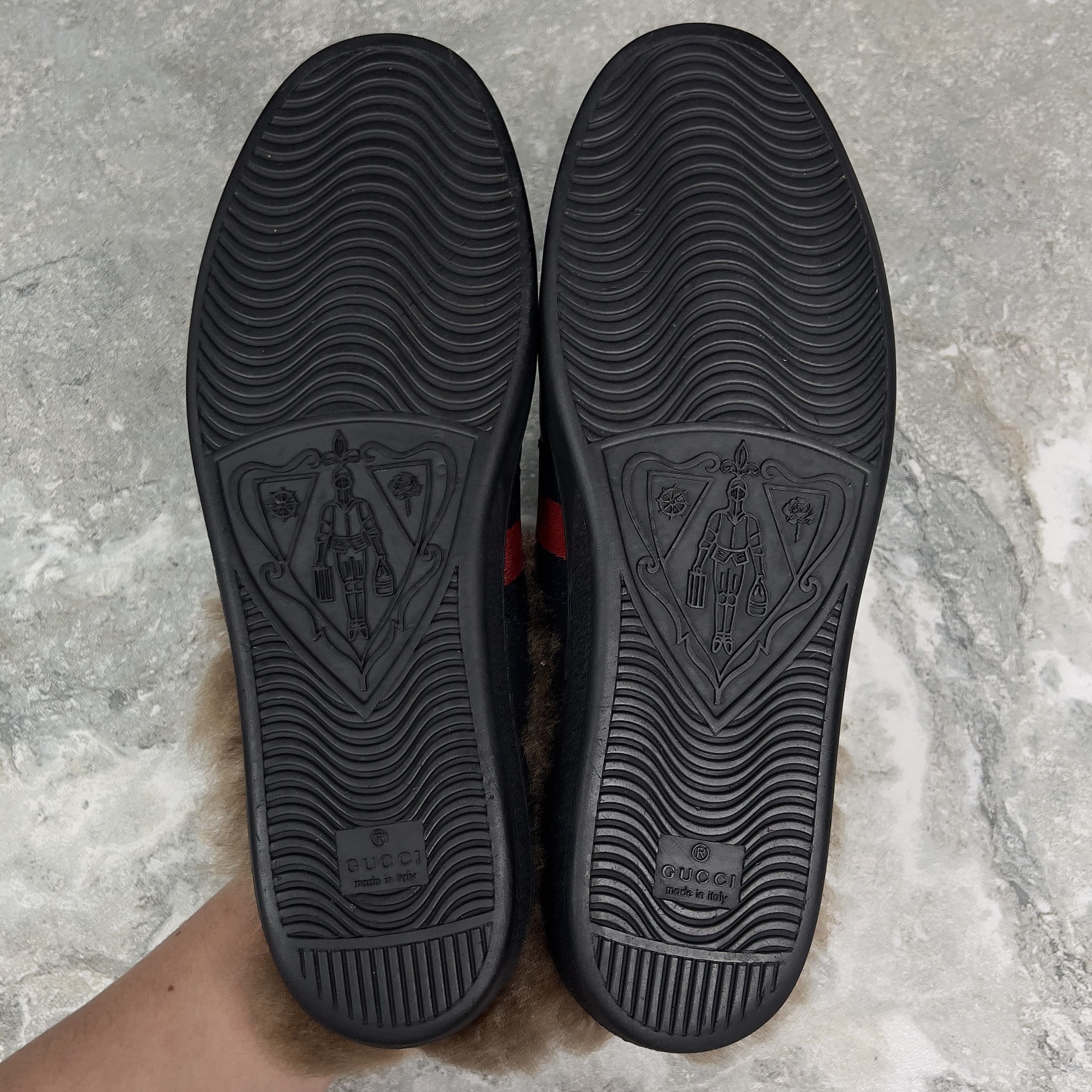 Gucci Ace Web Sneaker Bee Embroidered Fur Leather Size US 10.5 / IT 40.5 - 9 Thumbnail
