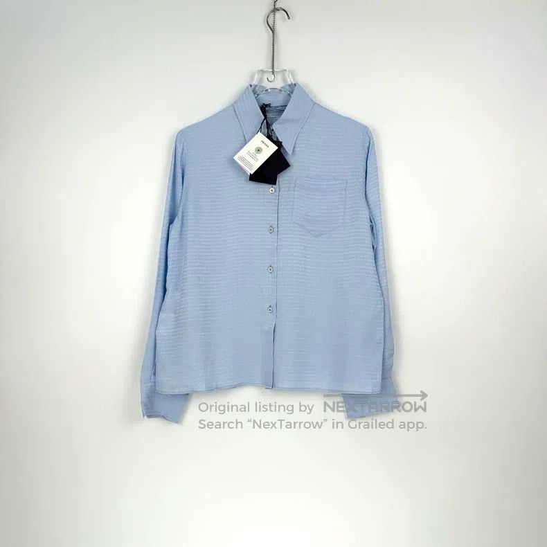 Prada Prada Blue full logo cloth triangle mulberry silk shirt Size US XXS / EU 40 - 3 Thumbnail