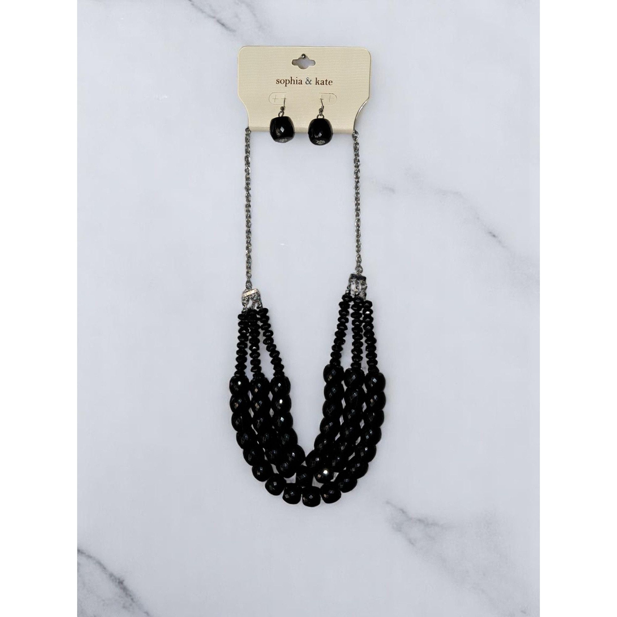 Other Sopfia & Kate Jewelry Set with Black Faceted Beads and Silve Size ONE SIZE - 2 Thumbnail