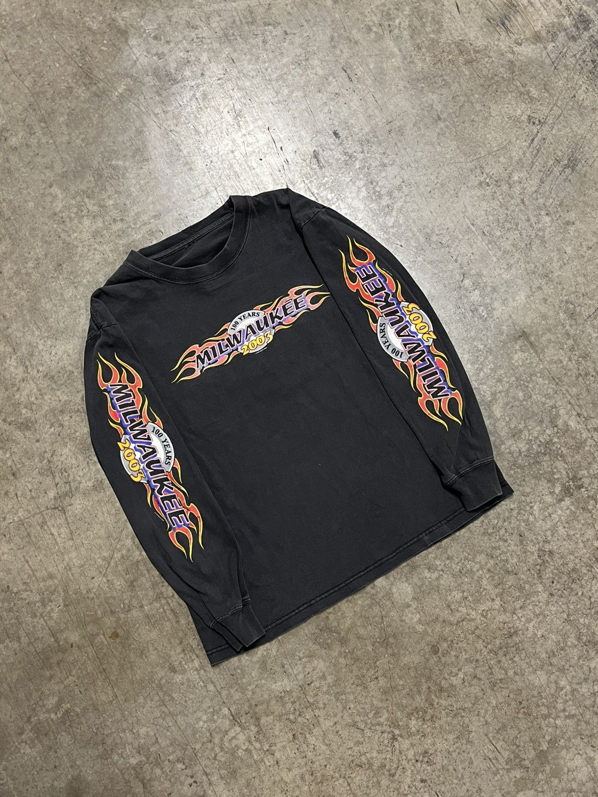 Harley Davidson × Vintage Y2k flame harley style biker longsleeve tee skater grunge Size US XL / EU 56 / 4 - 1 Thumbnail