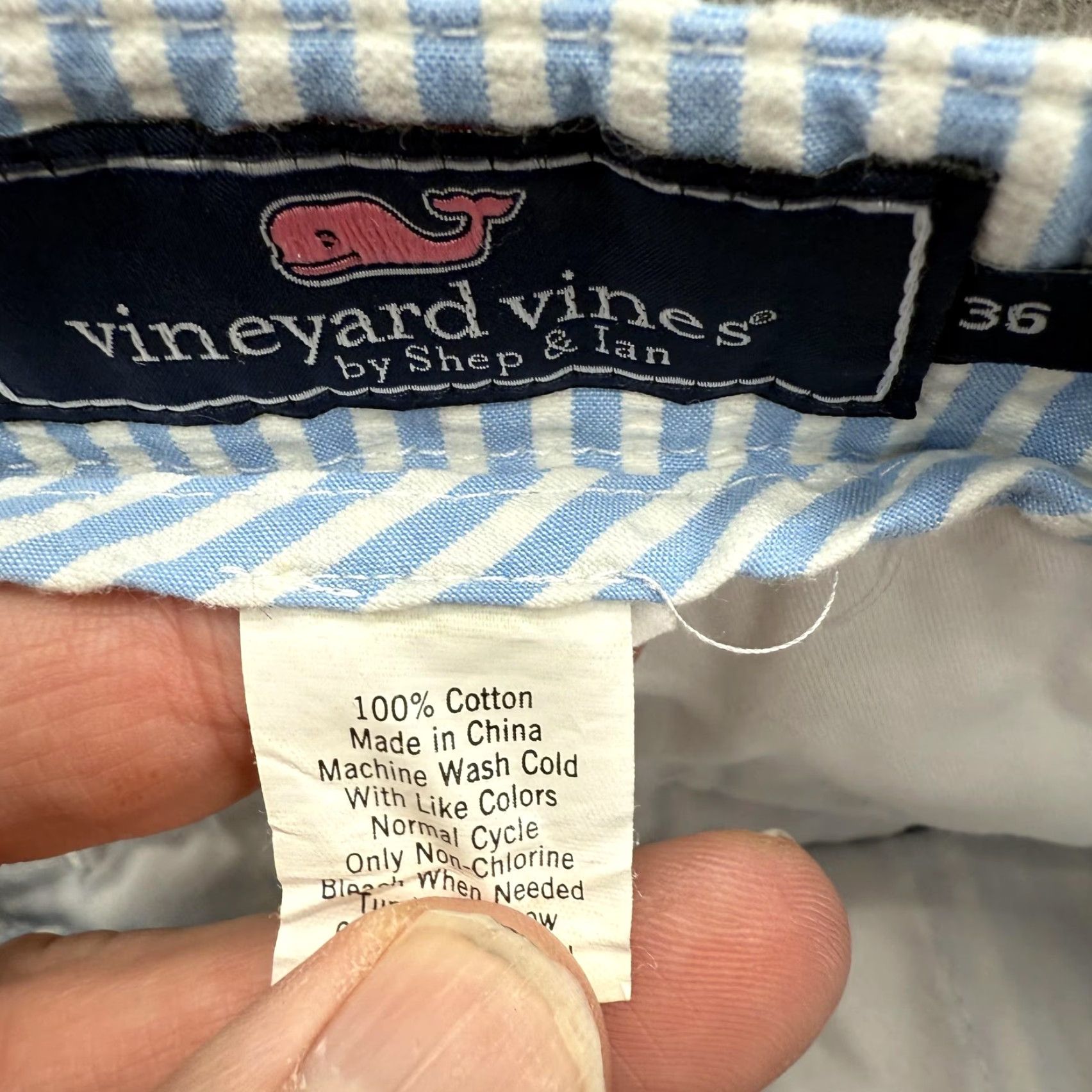 Vineyard Vines VINEYARD VINES Shorts Mens 36 Blue White Seersucker Club Short Cotton Summer Mens Size US 36 / EU 52 - 5 Thumbnail