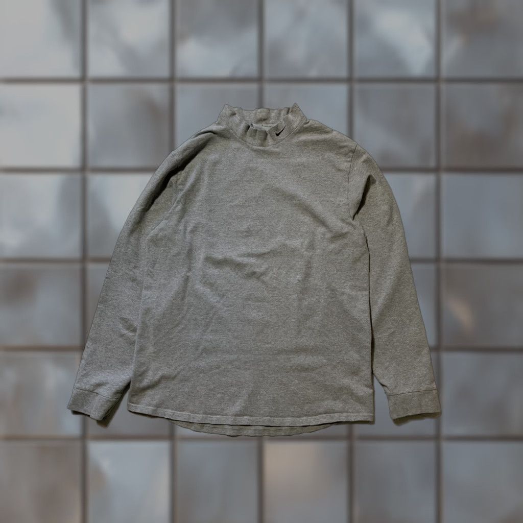 Nike VINTAGE Nike Sportswear Mock Neck Swoosh Heather Gray L/S T-Shirt M Mens Size M Size US M / EU 48-50 / 2 - 1 Thumbnail