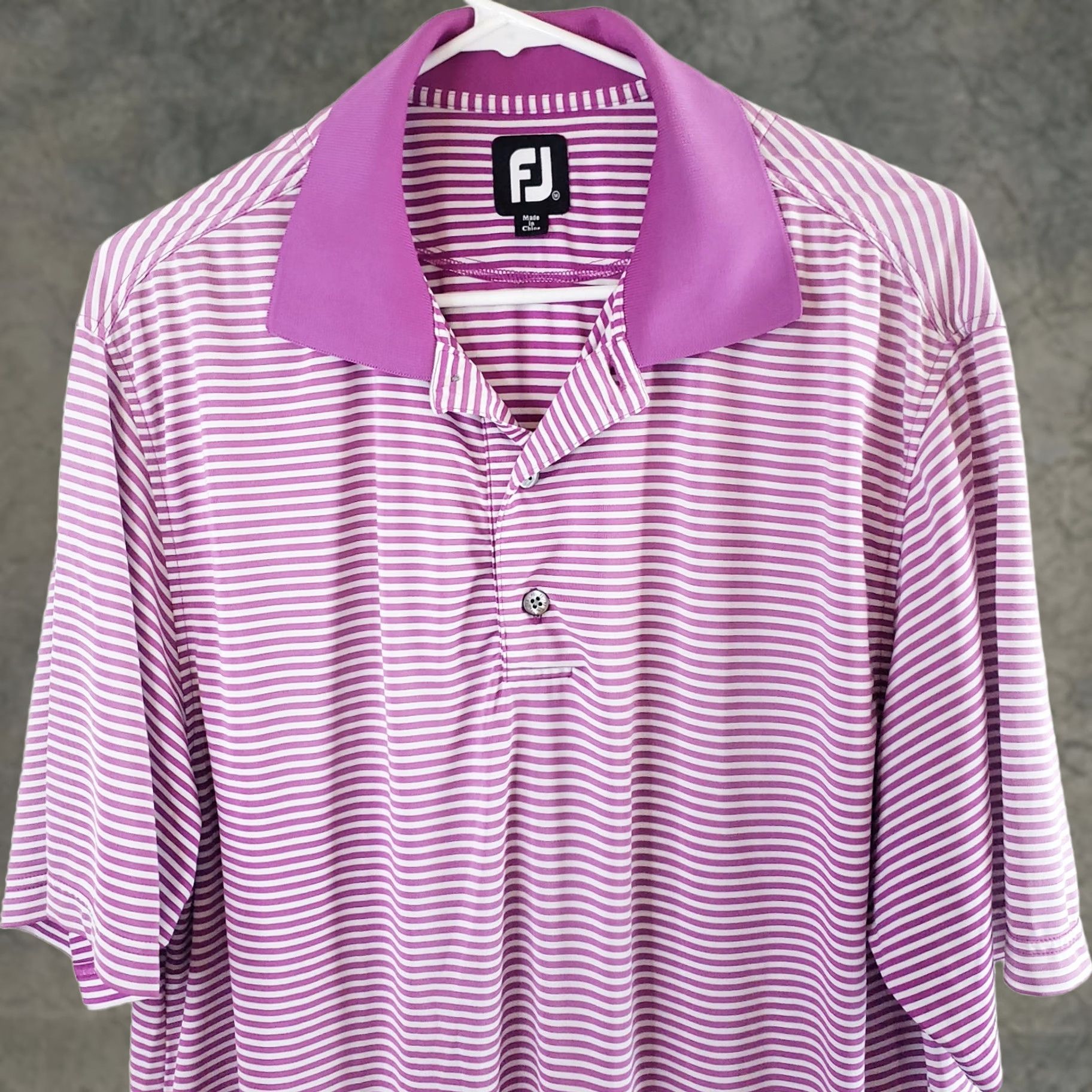 Footjoy FootJoy Men Polo Shirt Purple White Striped Short Sleeve M EUC Sports Golf Shirt Size US M / EU 48-50 / 2 - 1 Thumbnail