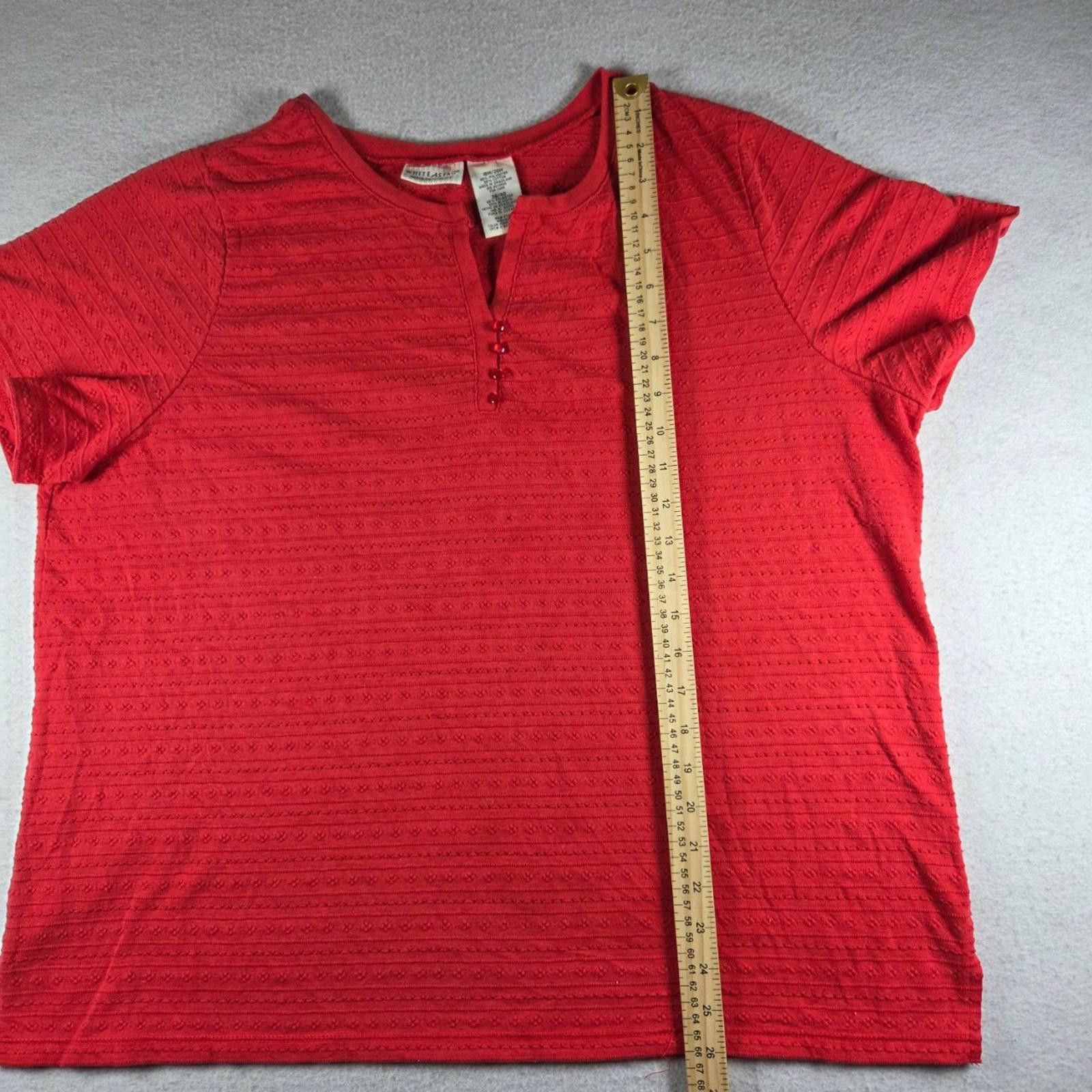 Designer White Stag Womens Short Sleeve Henley Plus 18W/20W Red Top Size XXL / US 16-18 / IT 52-54 - 6 Thumbnail
