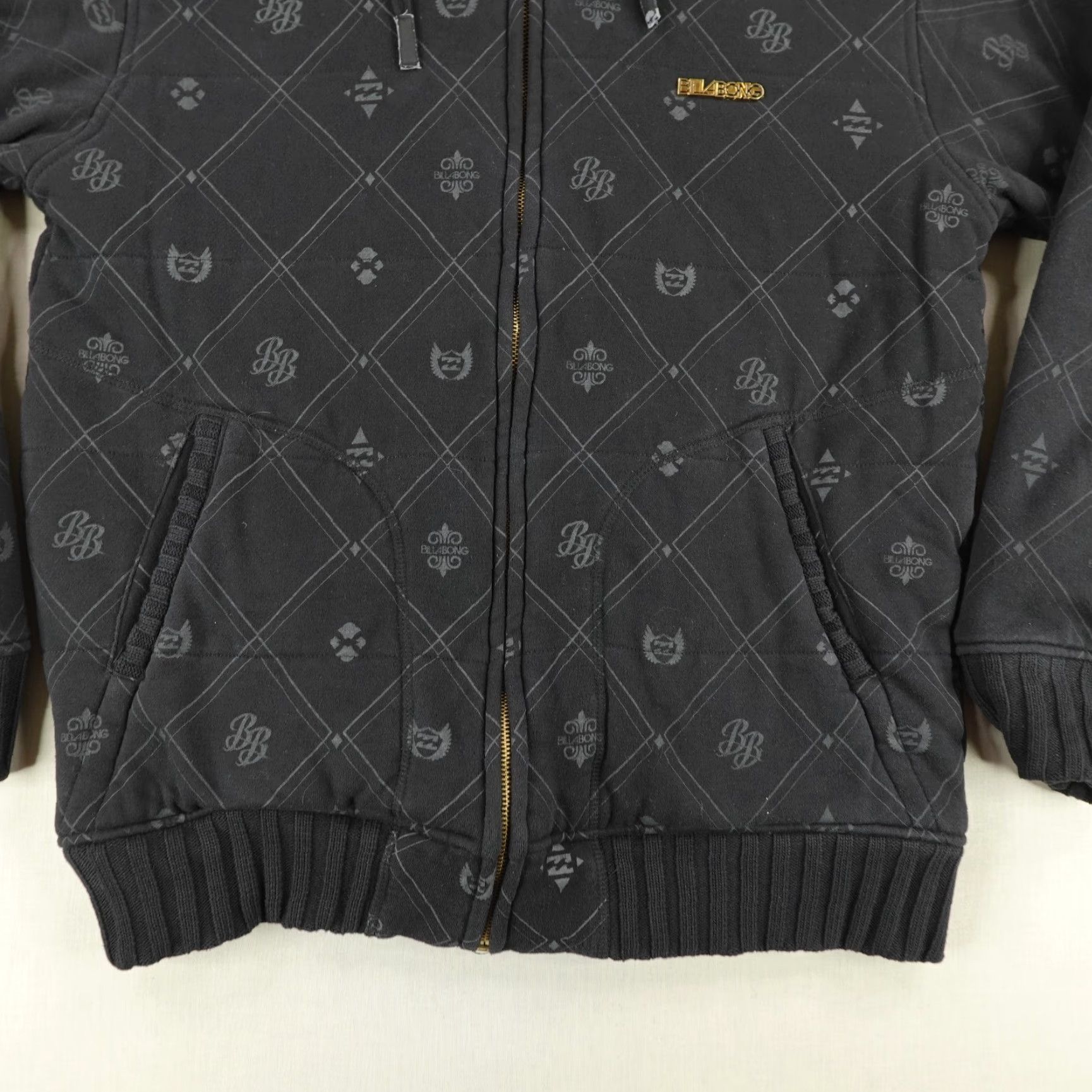 Billabong Vintage Billabong Jacket Mens Large Black Gold All Over Print AOP Hoodie Y2K Size US L / EU 52-54 / 3 - 3 Thumbnail