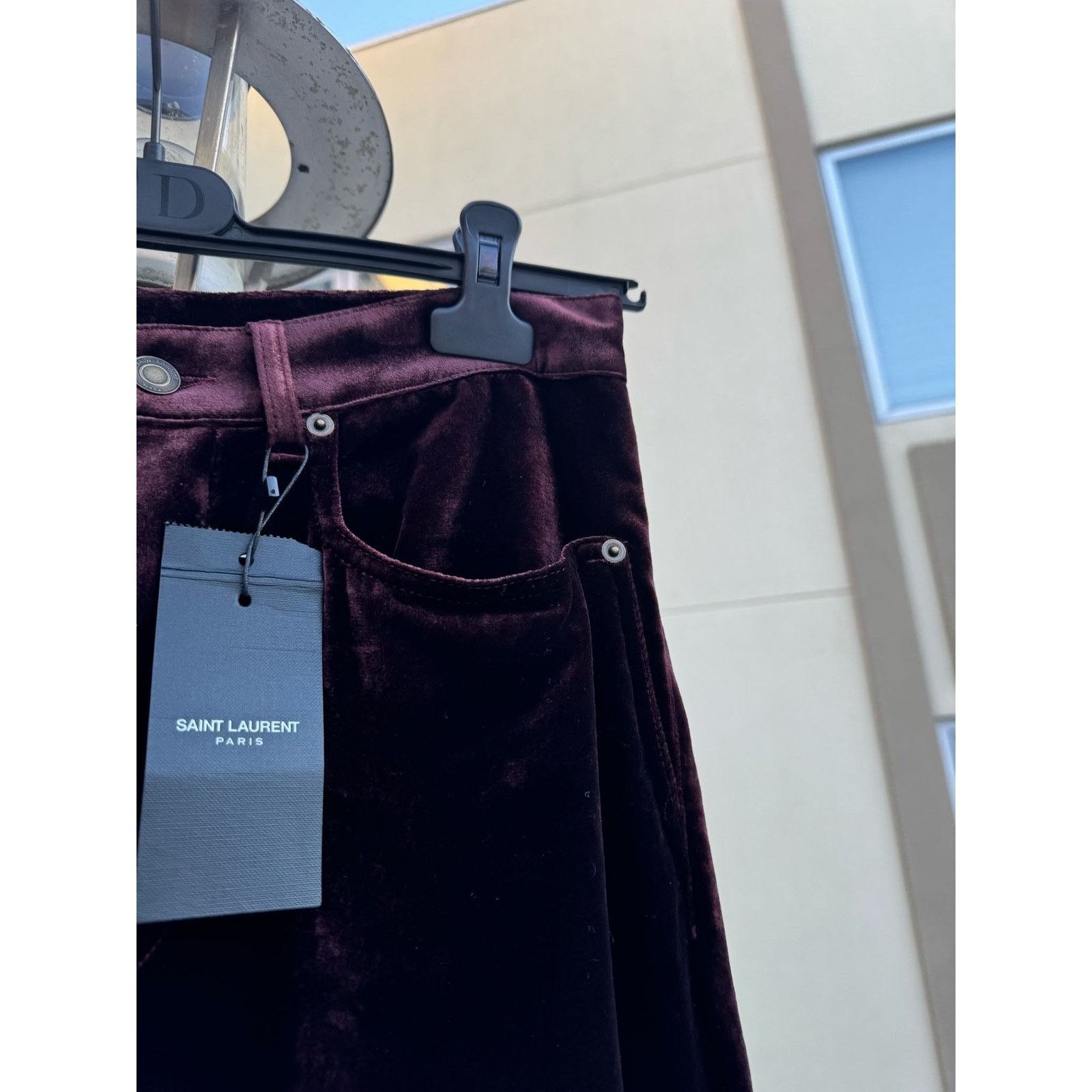 Saint Laurent Paris o1rshd1 Wide Leg Velvet / Velour Pants in Burgundy Size US 32 / EU 48 - 5 Thumbnail