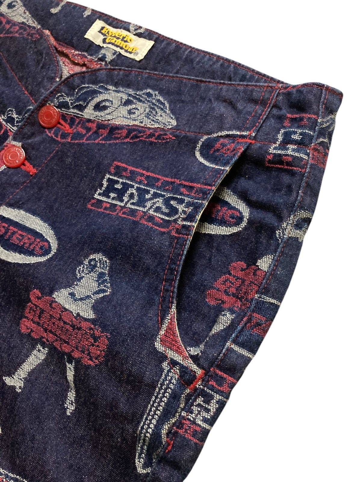Hysteric Glamour × Vintage Hysteric Glamour Full Print Logo Flare Denim Pants Size 30" / US 8 / IT 44 - 7 Thumbnail