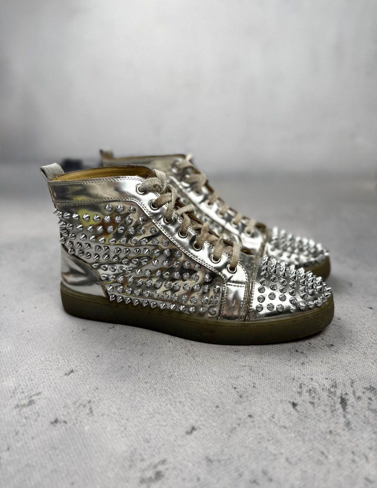 Christian Louboutin Christian Louboutin Louis Flat Antispecchio Spike Silver Size US 9 / EU 42 - 1 Thumbnail