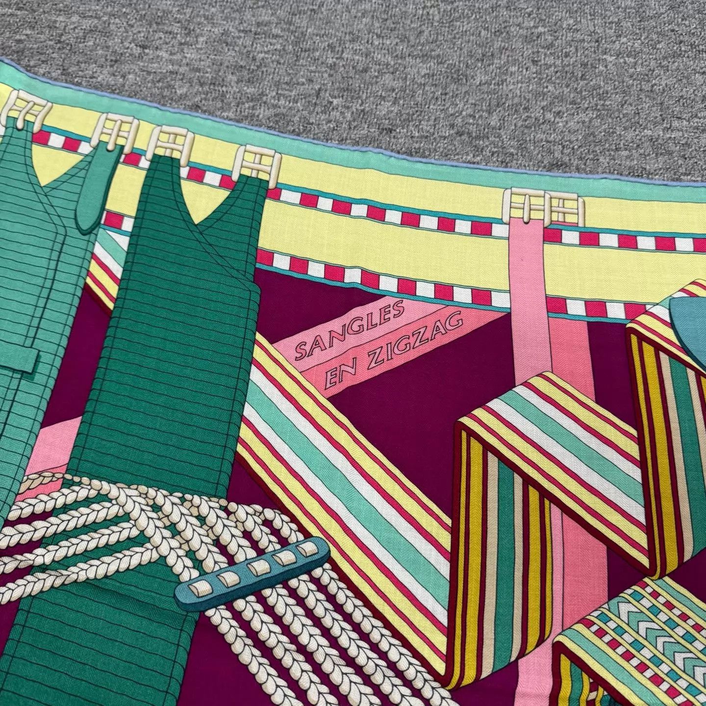 Hermes Hermes cashmere silk geometric harness scarf new unused Size ONE SIZE - 2 Thumbnail