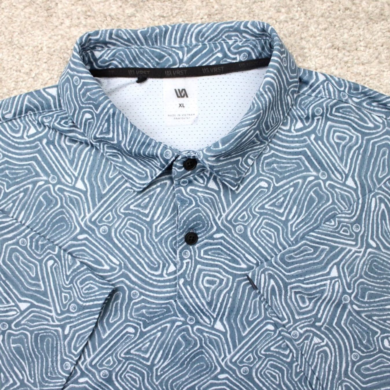 Vintage VRST Polo Shirt Mens XL Blue Geometric Golf Short Sleeve Athletic Size US XL / EU 56 / 4 - 2 Thumbnail