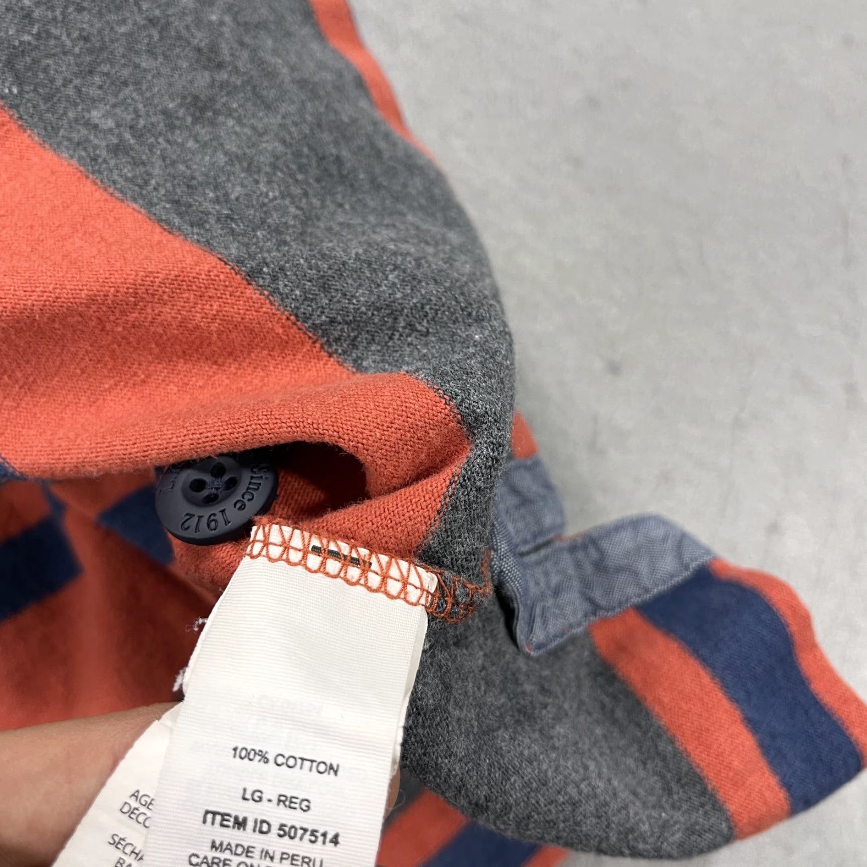 Vintage L.L. Bean Polo Shirt Mens Large Orange Striped Henley Rugby Long Sleeve 507514 Size US L / EU 52-54 / 3 - 5 Thumbnail