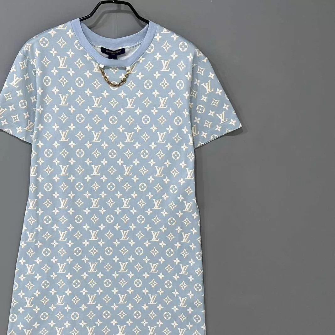 Louis Vuitton LV blue all-over chain print dress S Size S / US 4 / IT 40 - 2 Thumbnail