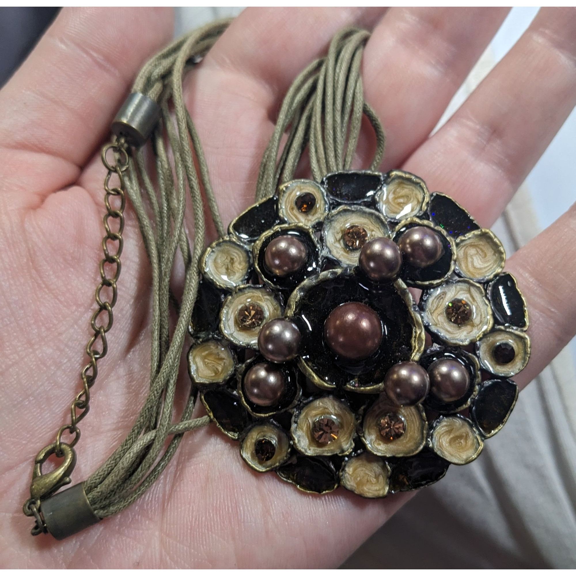 Other Abstract Floral Pearl Rhinestone And Enamel Pendant Necklace Size ONE SIZE - 7 Thumbnail