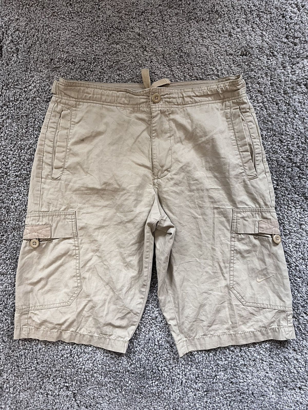 Y2K Nike Cargo Vintage Shorts Beige Faded Multi Pocket Japan