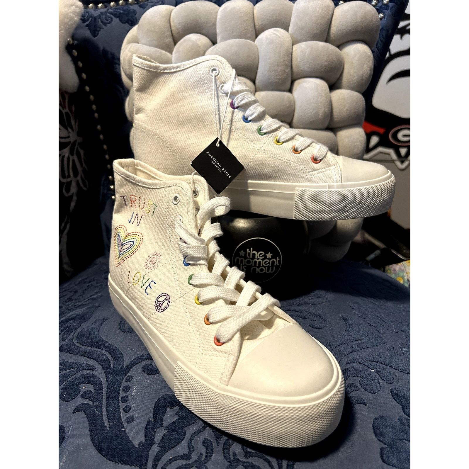 American Eagle Outfitters American Eagle Pride White High Tops NWT Size 8 Size US 8 / IT 38 - 1 Thumbnail