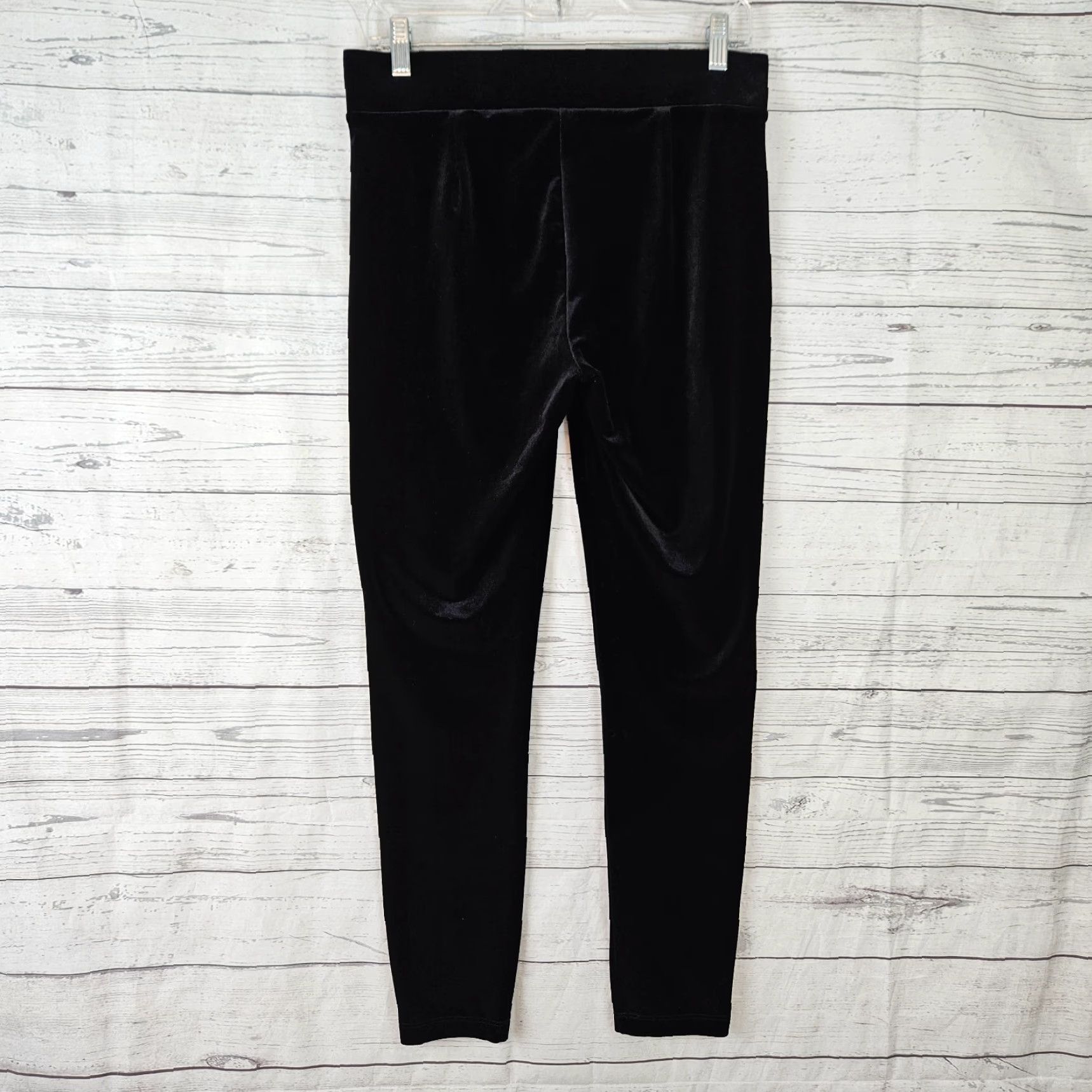 Loft Ann Taylor LOFT Womens Velvet Ankle Leggings Sz Medium Black Pull On Mid Rise Size 32" / US 10 / IT 46 - 3 Thumbnail