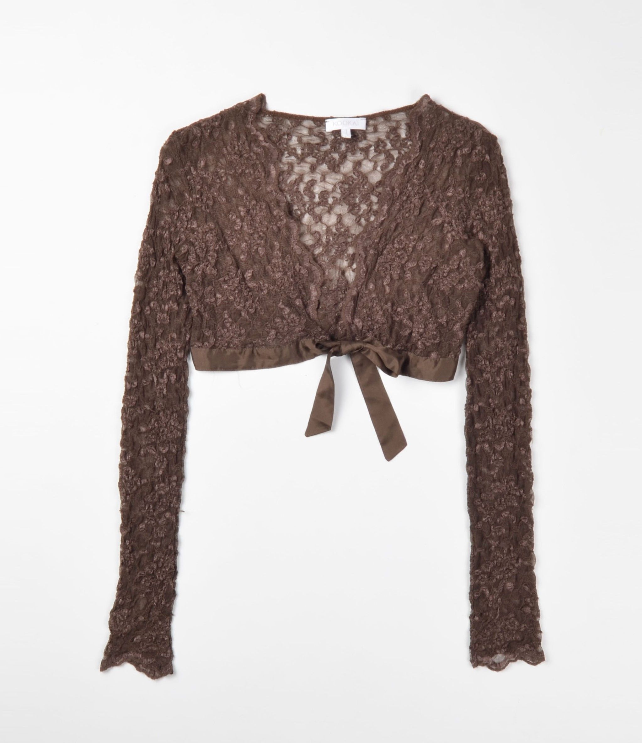 Designer Vintage Kookai Y2K French Lace Cropped Fairy Bolero Top Size S / US 4 / IT 40 - 4 Thumbnail