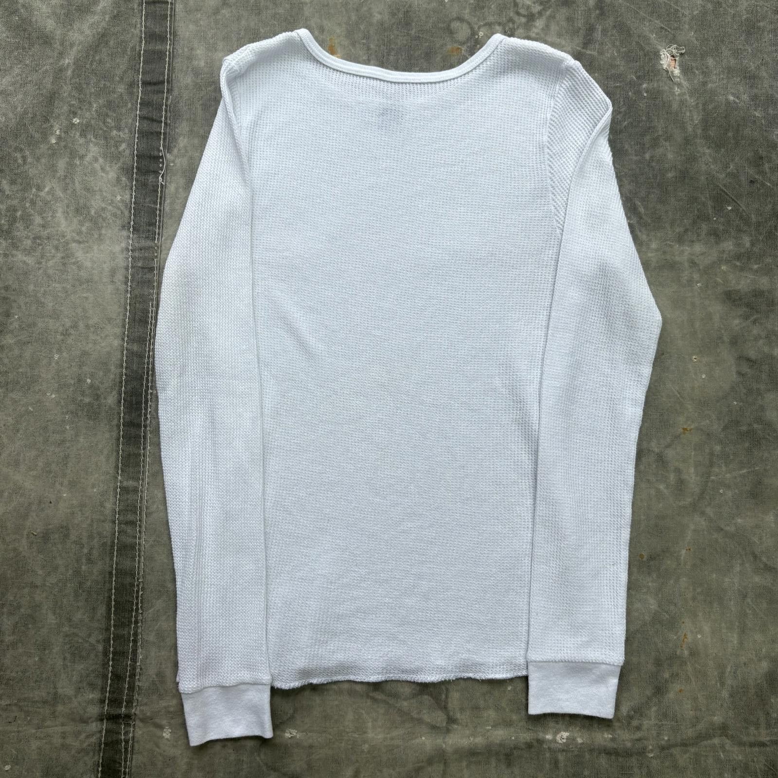 Fruit Of The Loom Vintage Y2K White Grunge Skater Thermal Waffle Knit Shirt Size M / US 6-8 / IT 42-44 - 4 Thumbnail