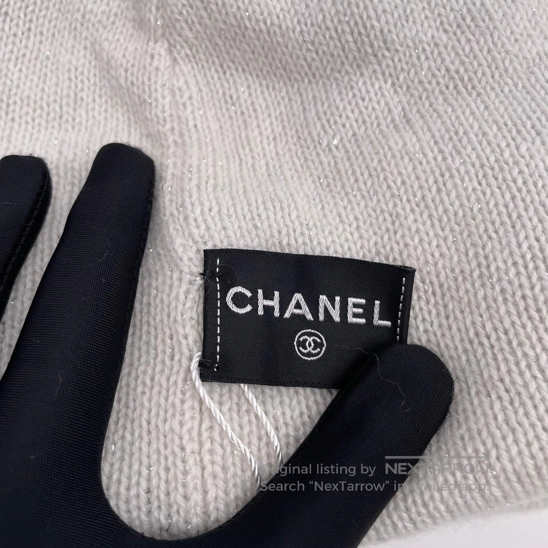 Chanel Chanel White Sequin Embroidered Letter Cold Hat| Size ONE SIZE - 5 Thumbnail