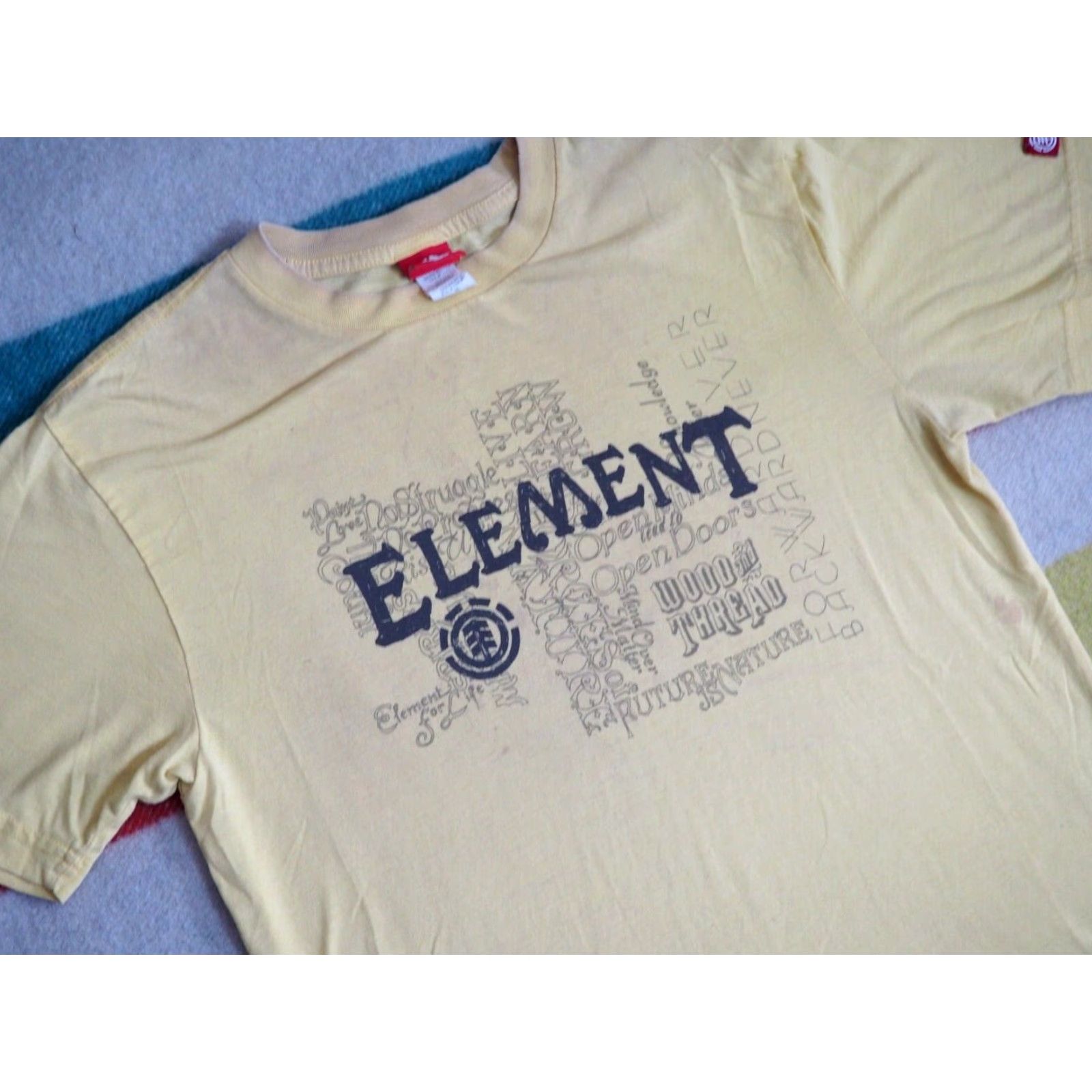 Element VTG 90s Y2K ELEMENT Skateboards Logo T-Shirt M Yellow Unisex Short Sleeve Graphic Tee USA Made Distressed Cotton Size US M / EU 48-50 / 2 - 4 Thumbnail