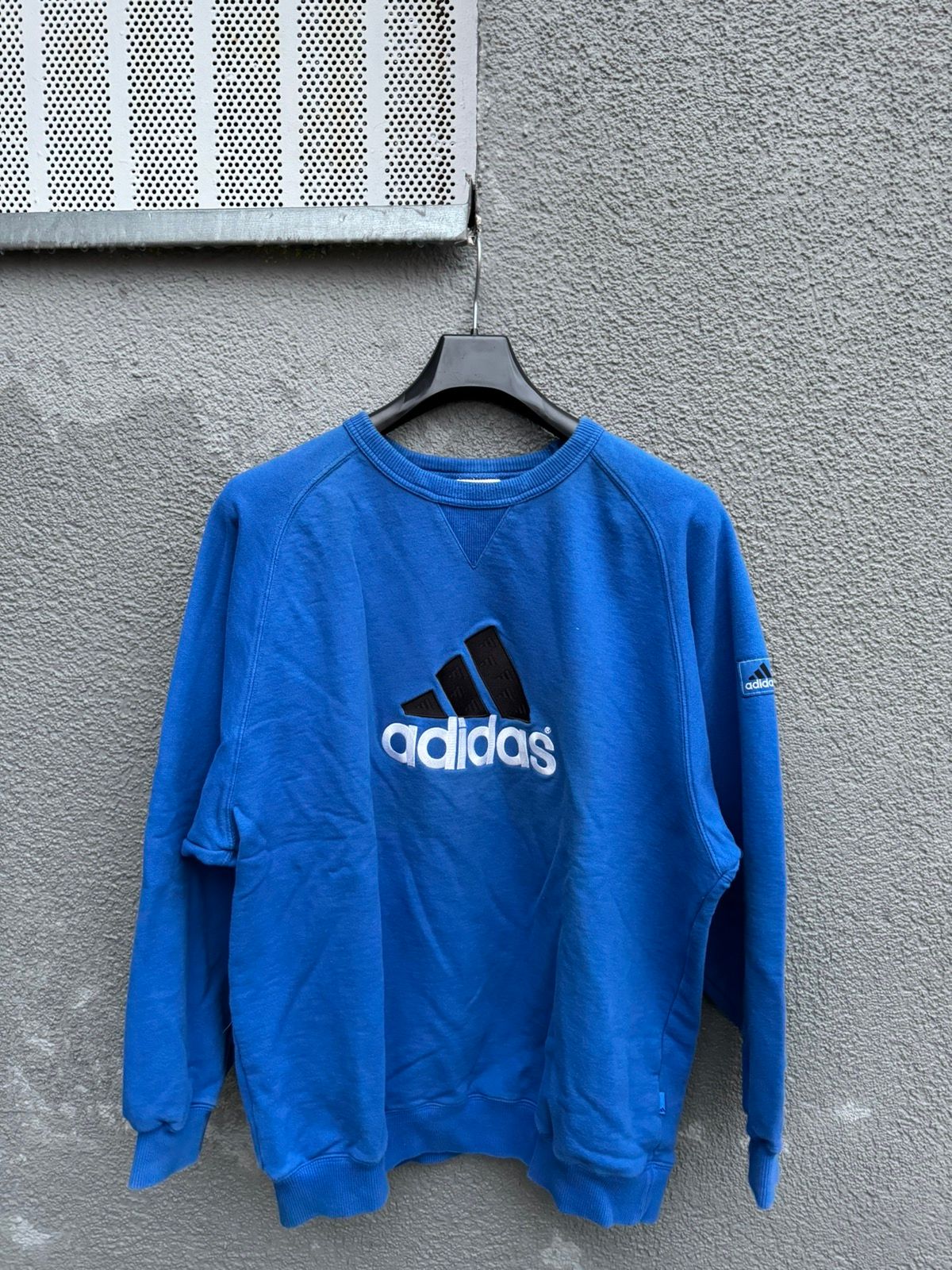 Pre-owned Adidas X Vintage Adidas Sweatshirt Big Logo In Blue