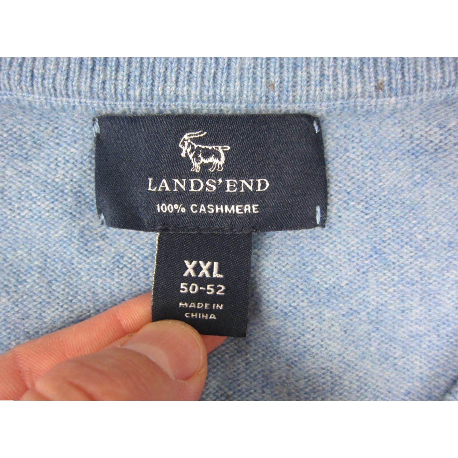 Lands' End Lands' End Sweater Mens 2XL Blue Cashmere V-Neck Knit Pullover Casual 80s 90s Classic Outdoor Mens Size US XXL / EU 58 / 5 - 3 Thumbnail