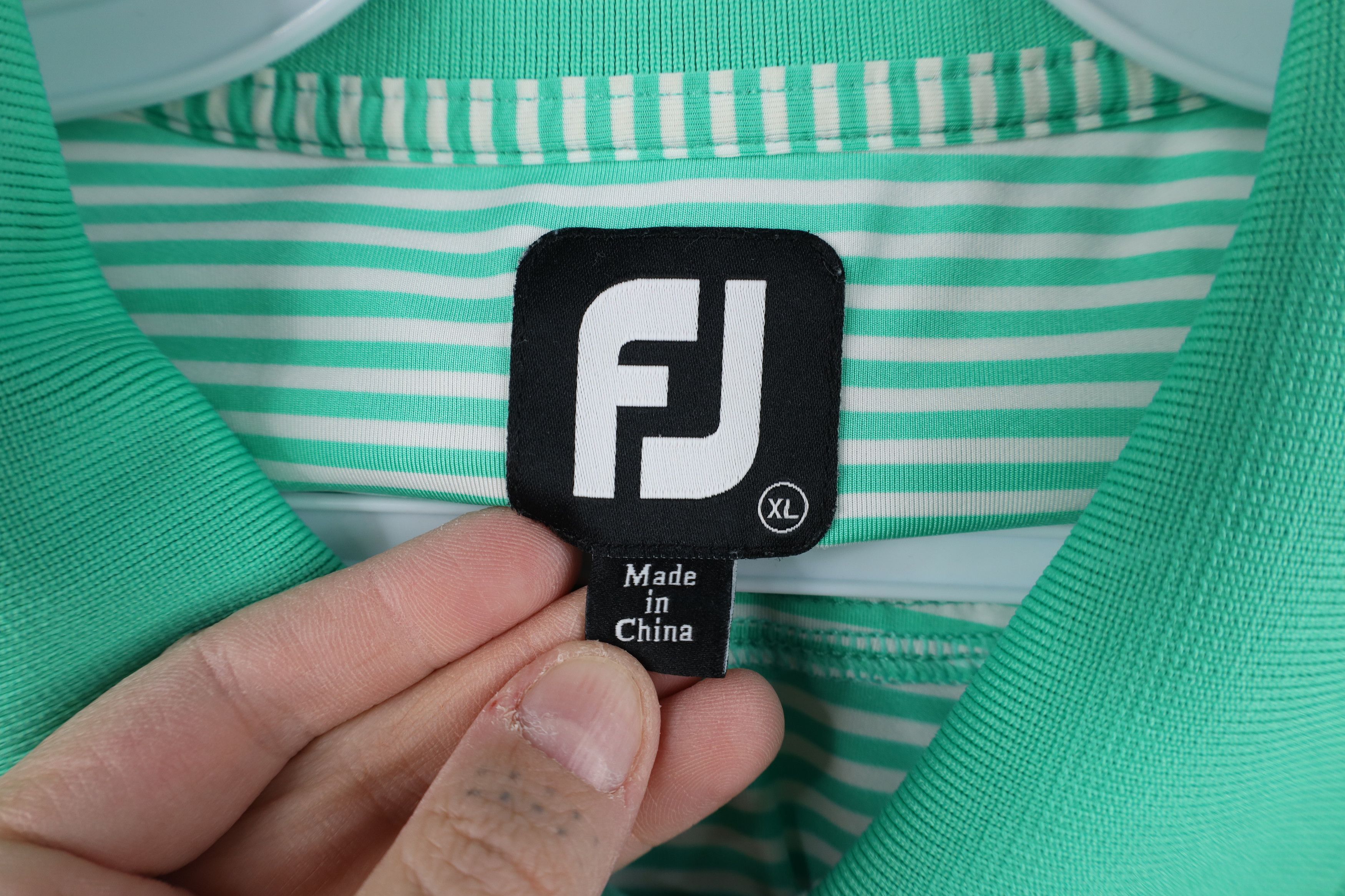 Footjoy FootJoy Logo Stretch Striped Collared Golf Polo Shirt Green Size US XL / EU 56 / 4 - 7 Thumbnail