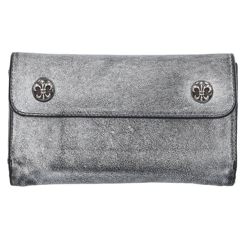 image of Chrome Hearts Flare Button Wave Wallet in Silver, Men's