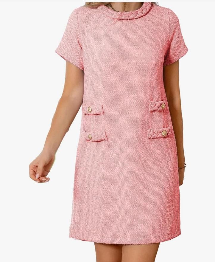 NBDN Nobrandedon Women's Tweed Dress Short Sleeve Crew Neck A-line SIZE LARGE Size L / US 10 / IT 46 - 1 Thumbnail
