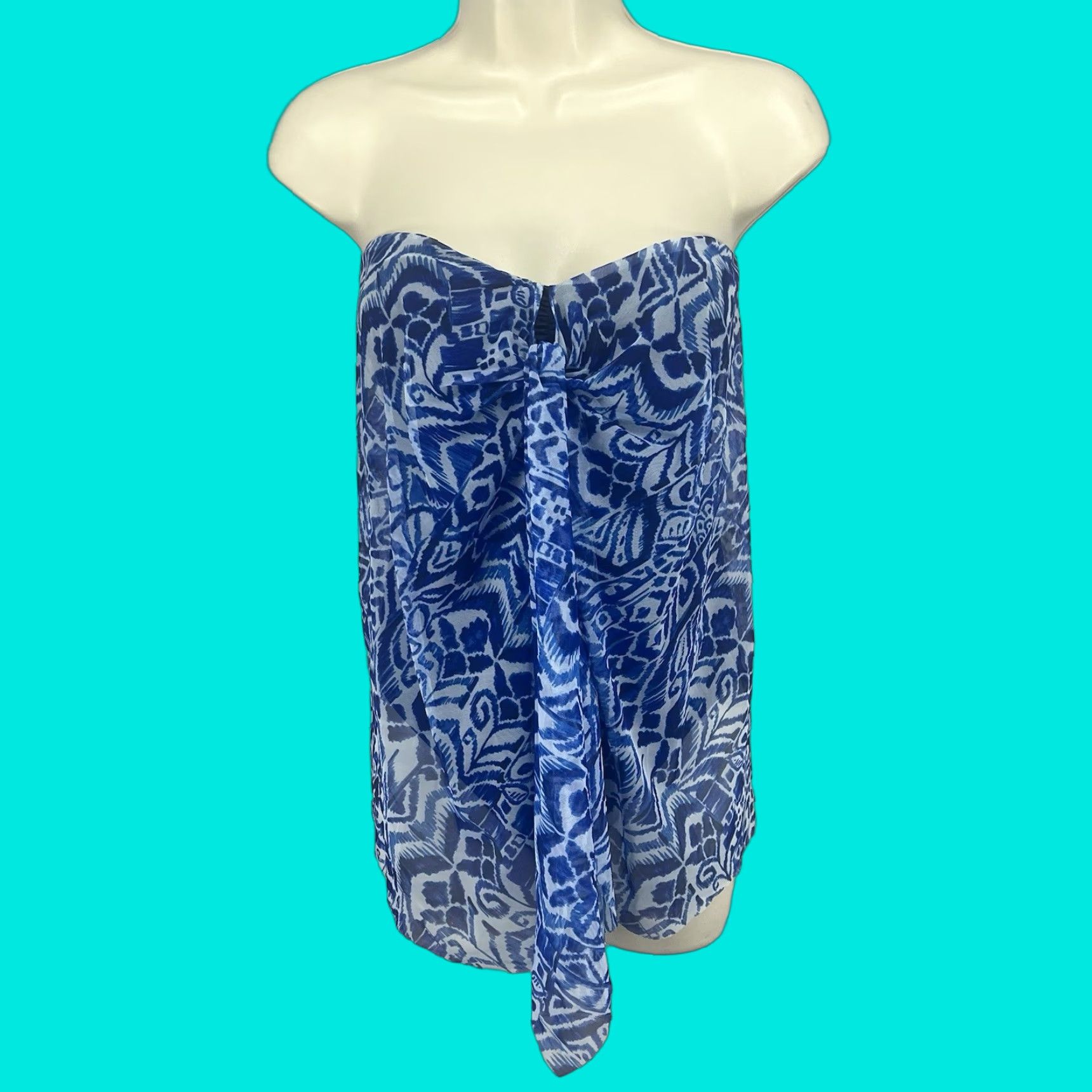 Ralph Lauren Lauren Ralph Lauren Blue Sheer Strapless One Piece Lightly Padded Swimsuit 8 Size ONE SIZE - 1 Thumbnail