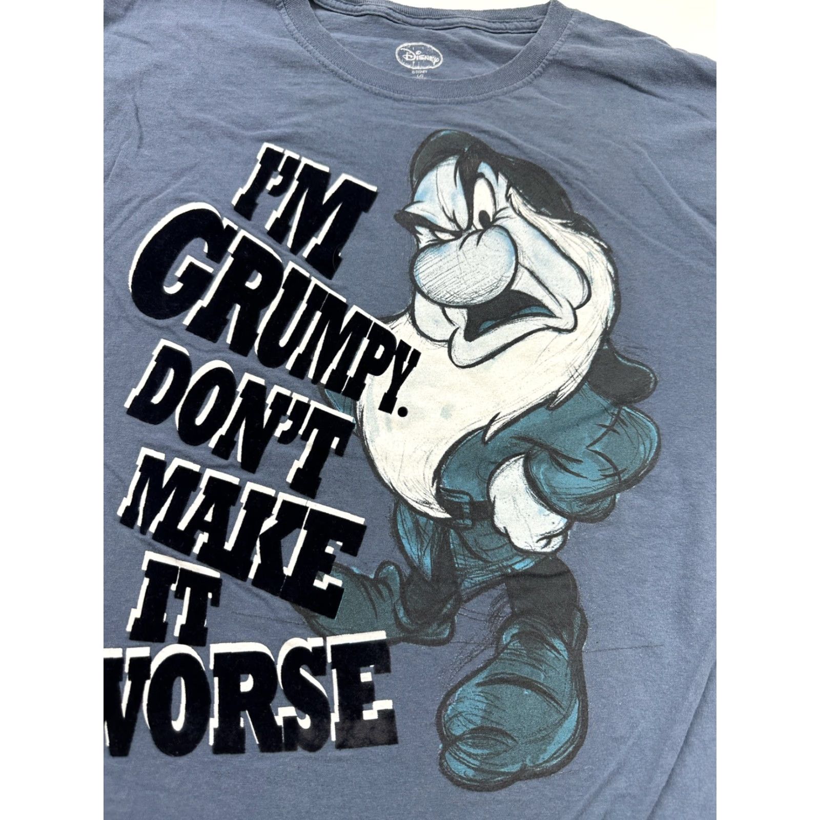 Disney Disney Grumpy Dwarf Shirt Adult Large Blue Short Sleeve Regular T-Shirt Unisex Adults Disney Grumpy Dwarf Short Sleeve Shirt Blue L Size US L / EU 52-54 / 3 - 2 Thumbnail