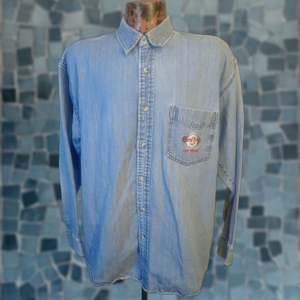 Hard Rock Cafe Hard Rock Cafe Denim Shirt Men's XL Long Sleeve Button Up Blue with Embroidered Logo - Las Vegas Size US XL / EU 56 / 4 - 1 Thumbnail