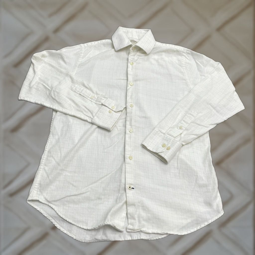 Banana Republic Banana Republic Shirt Mens Small White Check Button Down Workwear 14-14.5 Size 36R - 1 Thumbnail