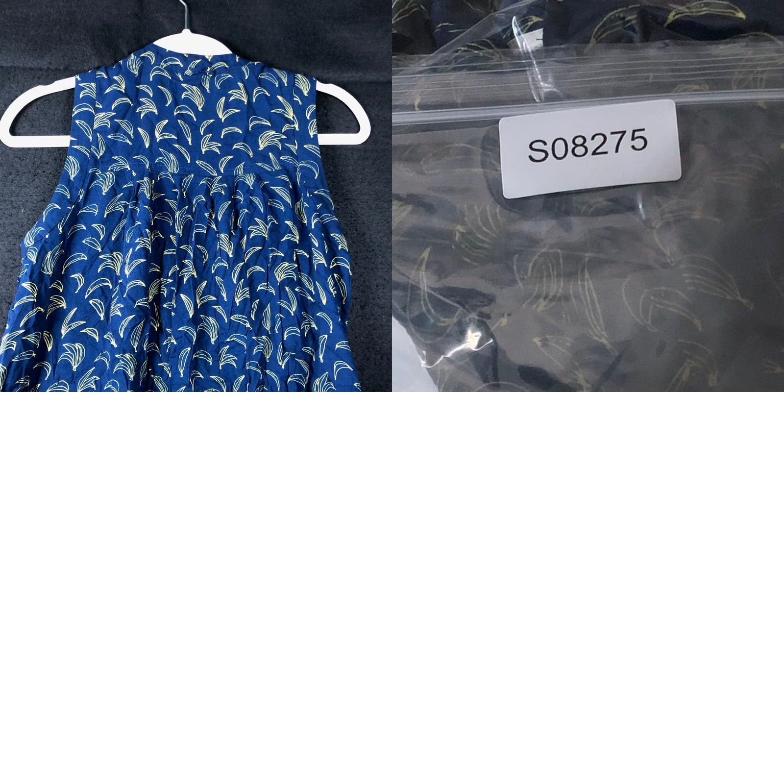 Anthropologie Maeve Blouse Blue Banana Print Sleeveless Button Down 0 Womens Vintage Size XS / US 0-2 / IT 36-38 - 9 Thumbnail