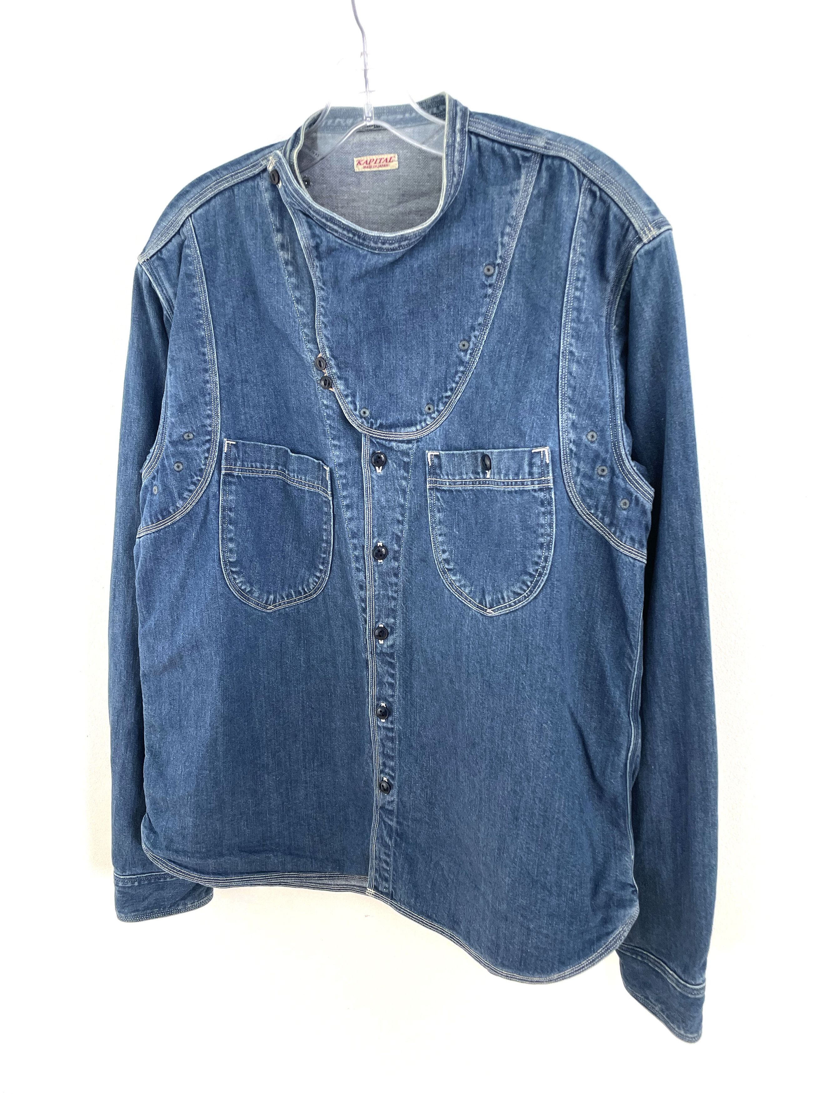 Kapital Asymmetrical Denim Shirt Size US L / EU 52-54 / 3 - 2 Thumbnail