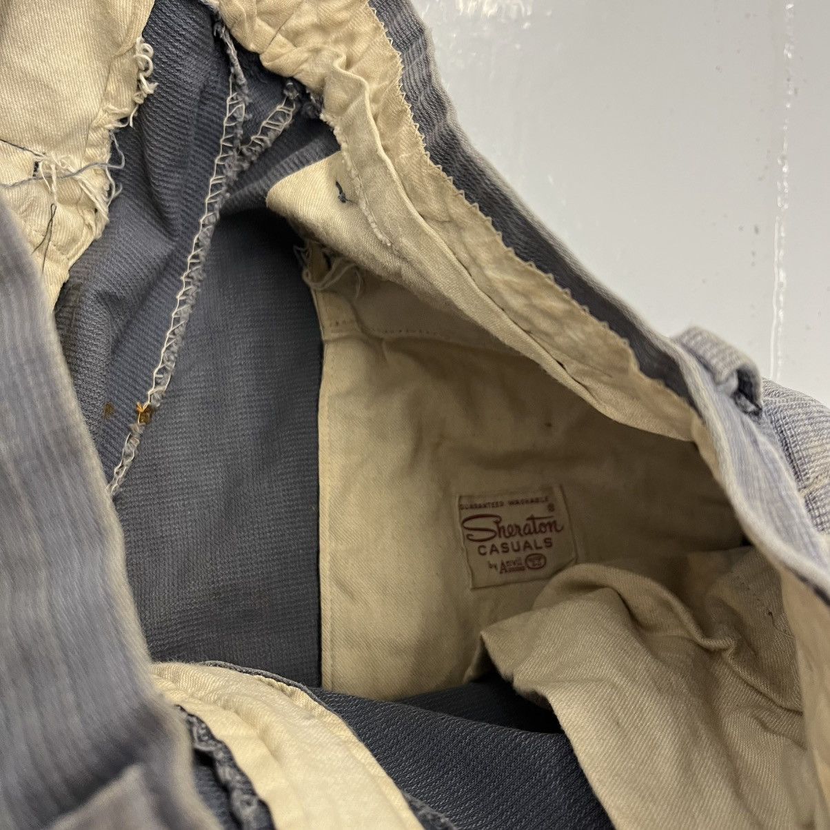 Other Vintage 50s Anvil Blue Pique Cotton Workwear Chinos 27x27 Size 27" / US 4 / IT 40 - 5 Thumbnail