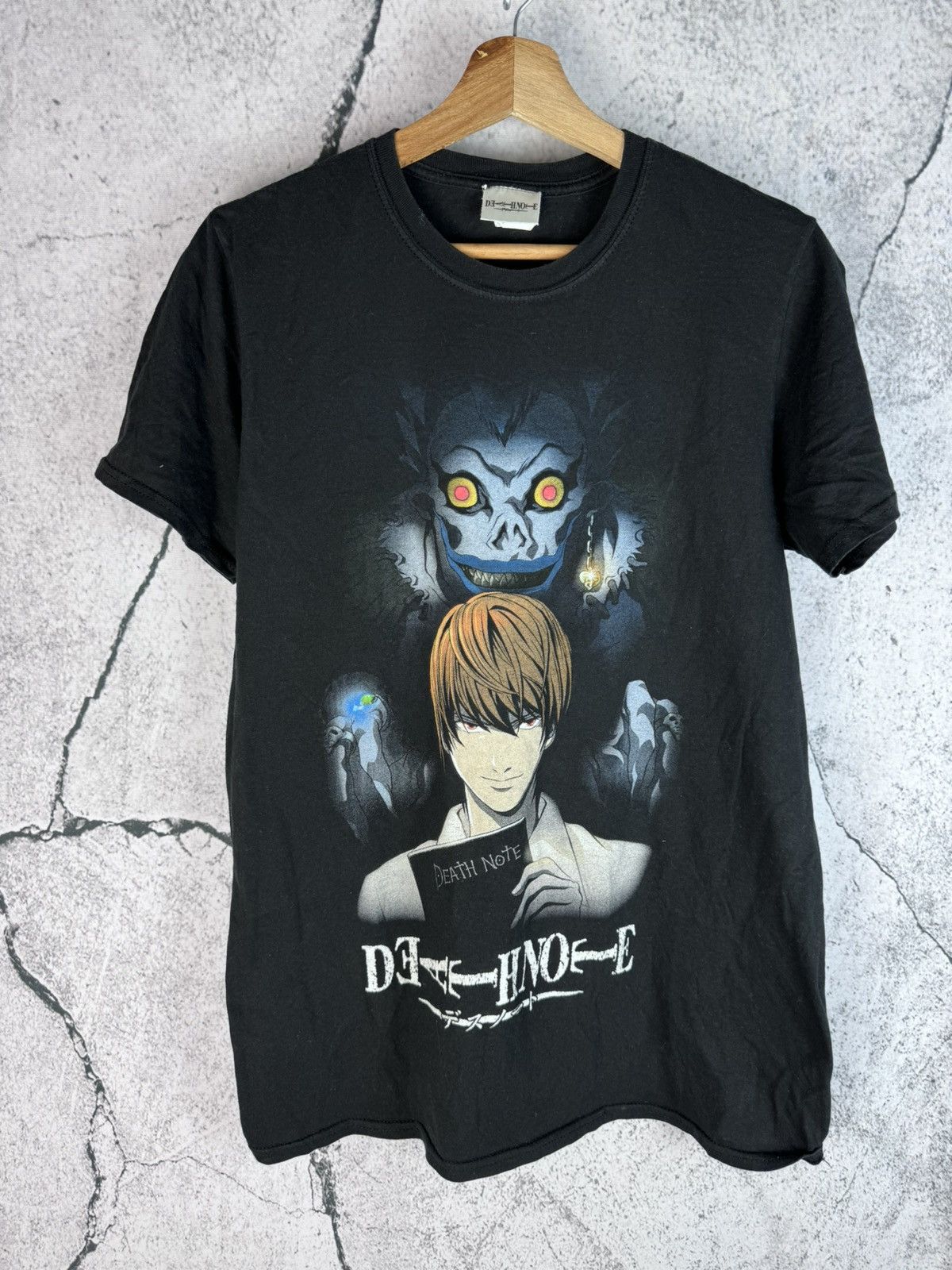 Vintage 00s Deathnote Light anime t shirt shonen jump Sz S