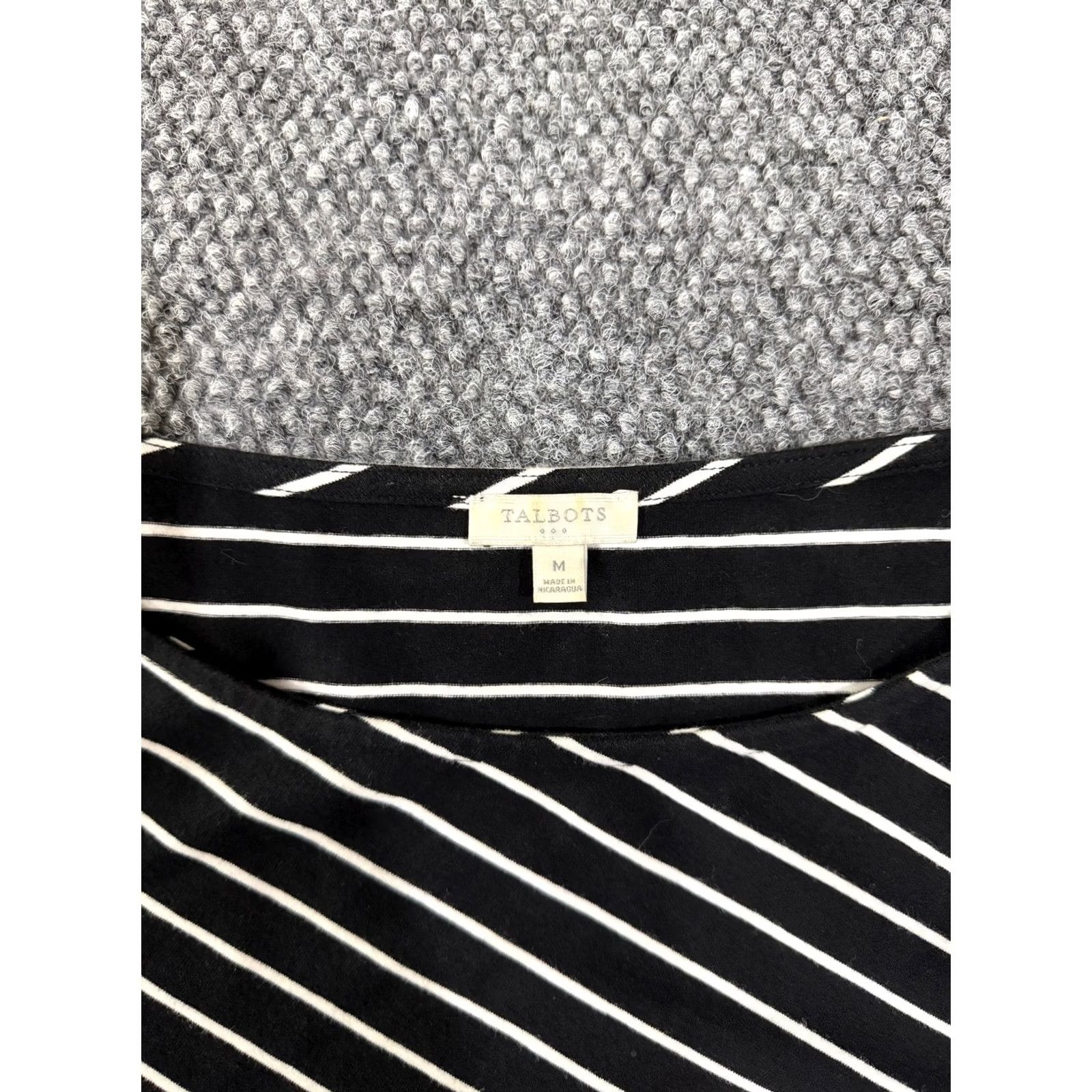 Talbots Talbots Womens Long Sleeve Top M Black White Striped Stretch Casual Blouse Knit Cotton Spandex Regular Size M / US 6-8 / IT 42-44 - 3 Thumbnail