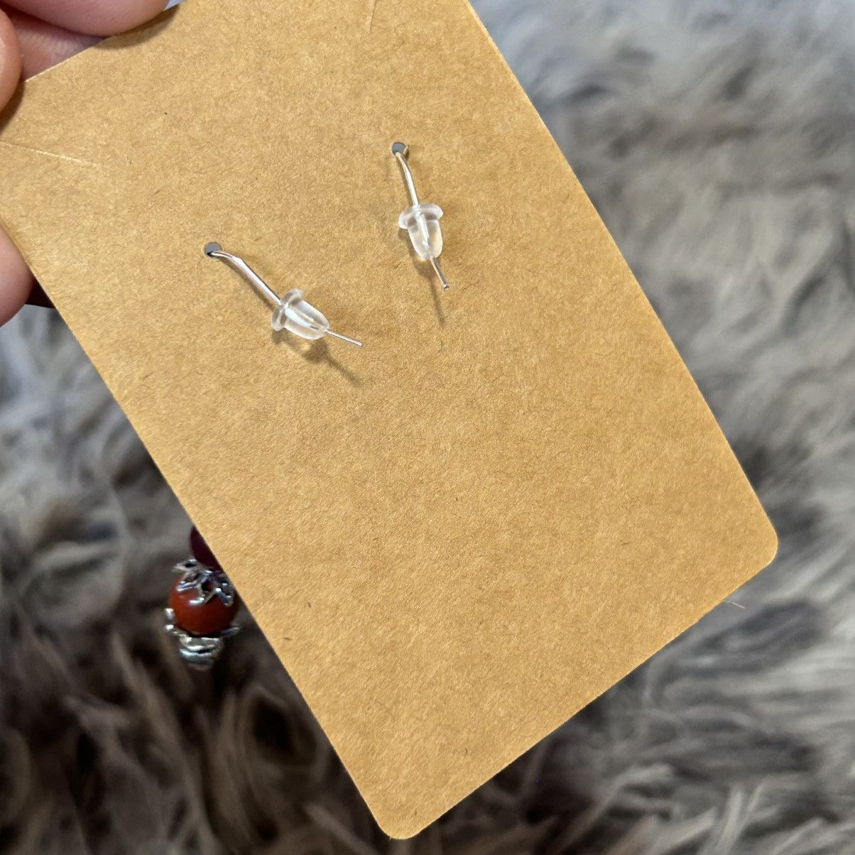 Handmade Handcrafted genuine stone garnet dragon vein jasper earrings Size ONE SIZE - 4 Thumbnail