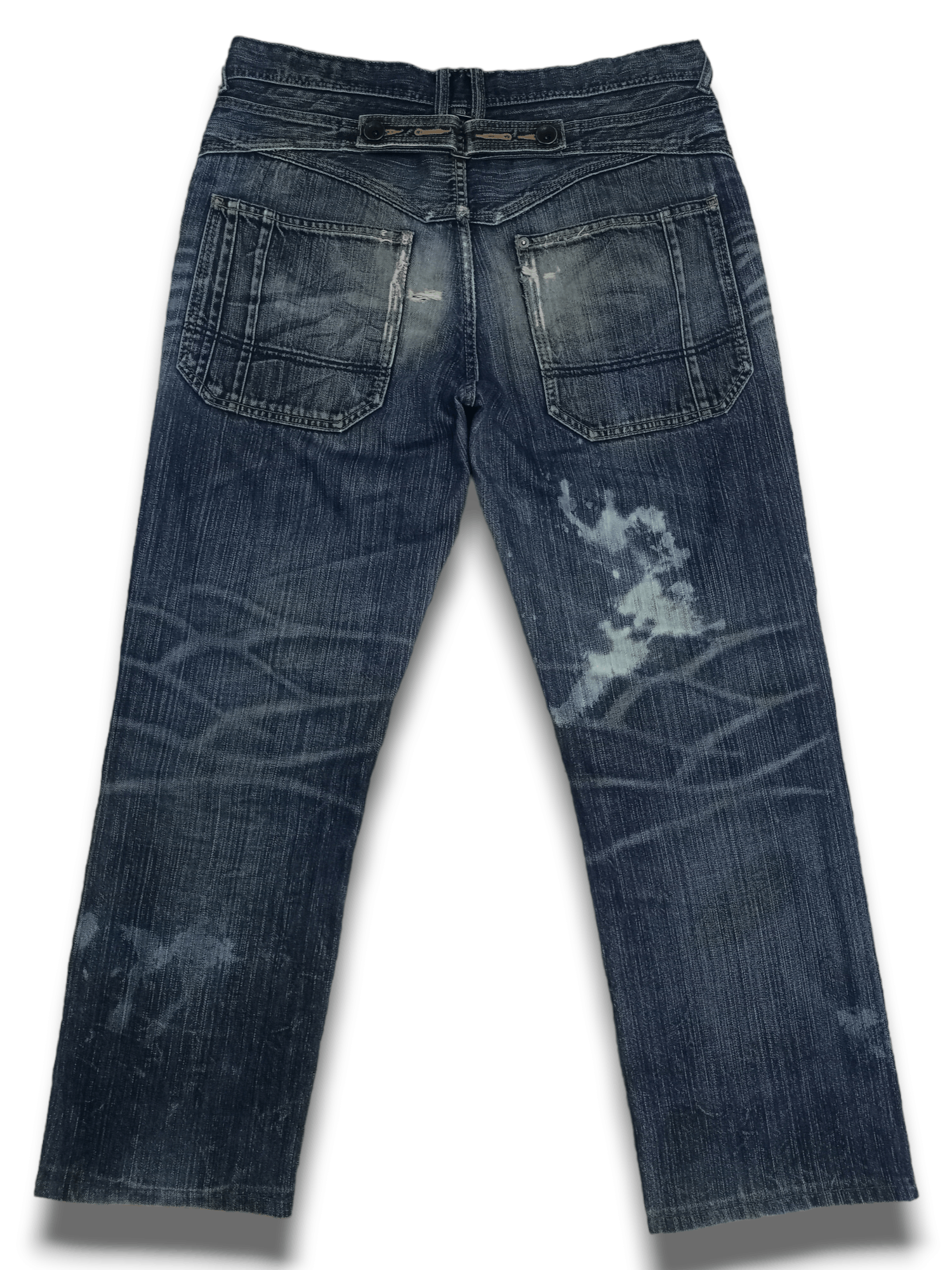 Japanese Brand Vintage Japanese Brand Buckle Back Distressed Baggy Jeans Size US 32 / EU 48 - 3 Thumbnail