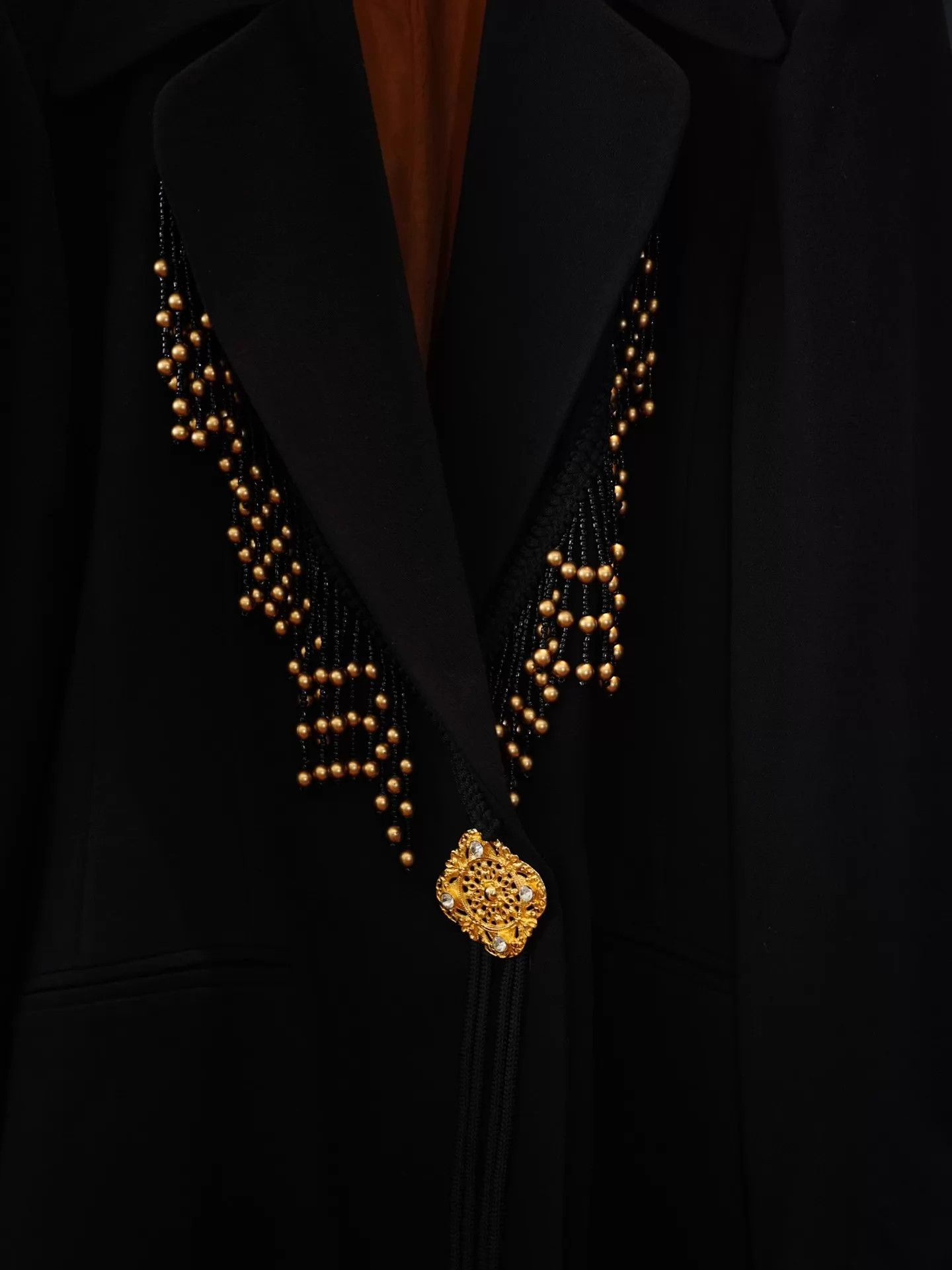 Vintage NY Vintage Woven Tassel Blazer (USA, Jeweled Buttons) Size S / US 4 / IT 40 - 3 Thumbnail