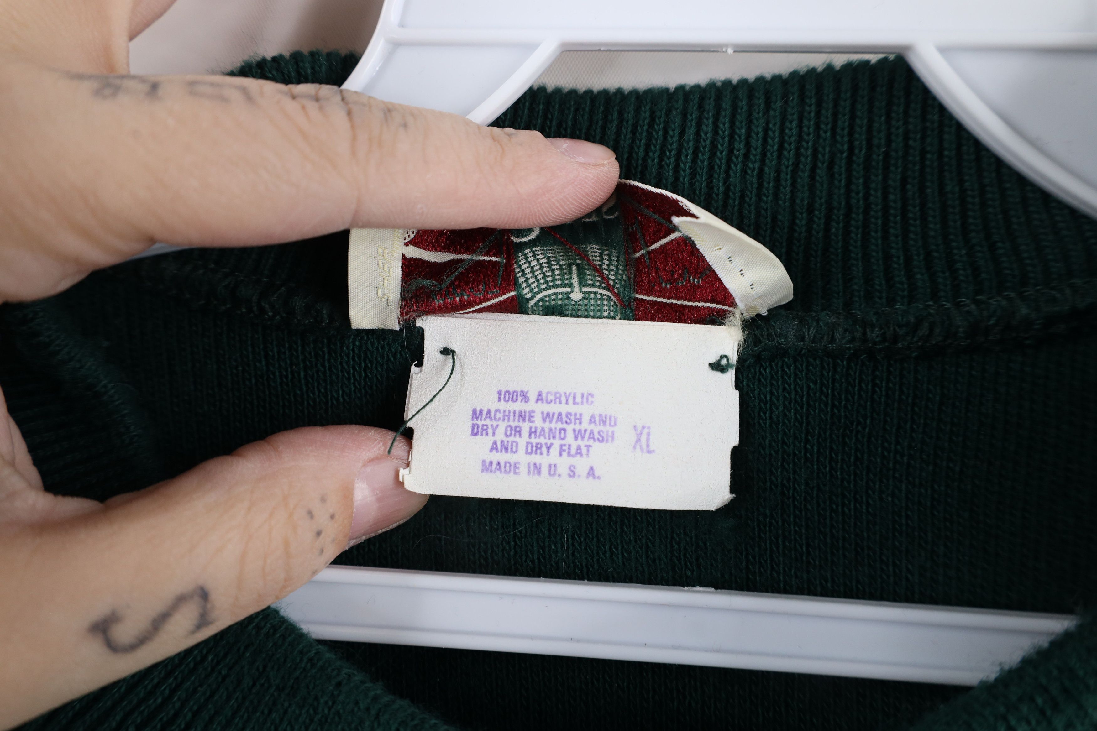 Orvis × Vintage Vintage 90s Orvis Knit Mock Neck Sweater Green Acrylic USA Size XL / US 12-14 / IT 48-50 - 7 Thumbnail
