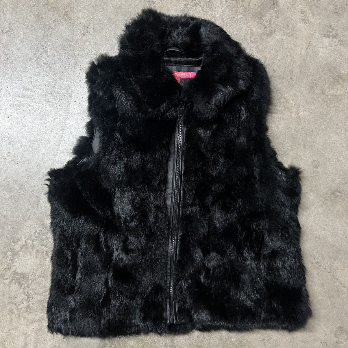 Lip Service × Tripp NYC × Vintage Vintage Y2K Jennyfer. J Black Goth/Grunge Rabbit Fur Vest Size L / US 10 / IT 46 - 2 Thumbnail