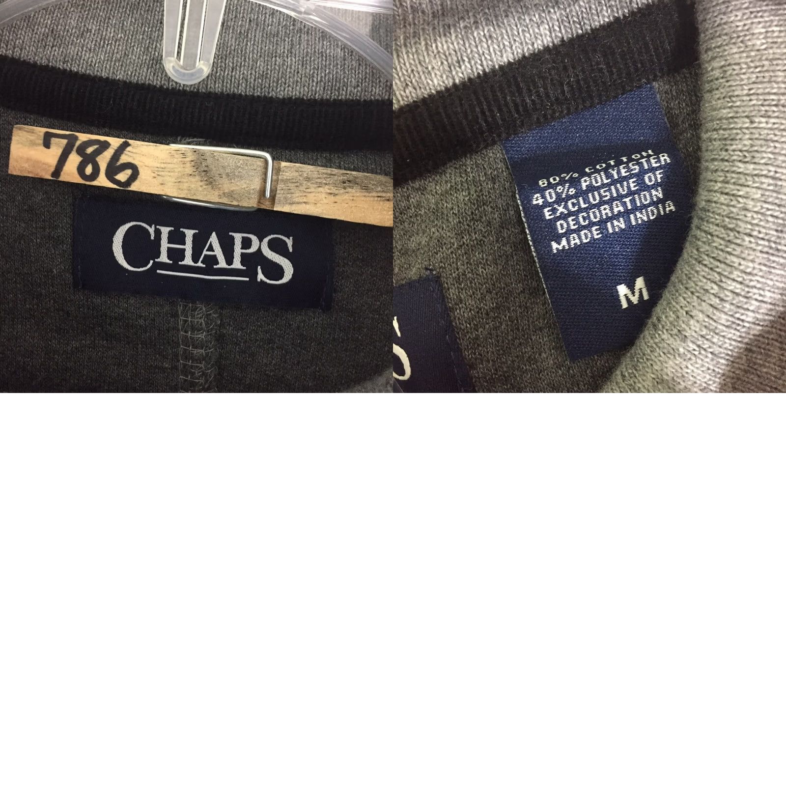 Chaps Chaps Sweater Mens M Gray Long Sleeve Henley Cotton Blend Mock Neck Striped Casual Size US M / EU 48-50 / 2 - 8 Thumbnail