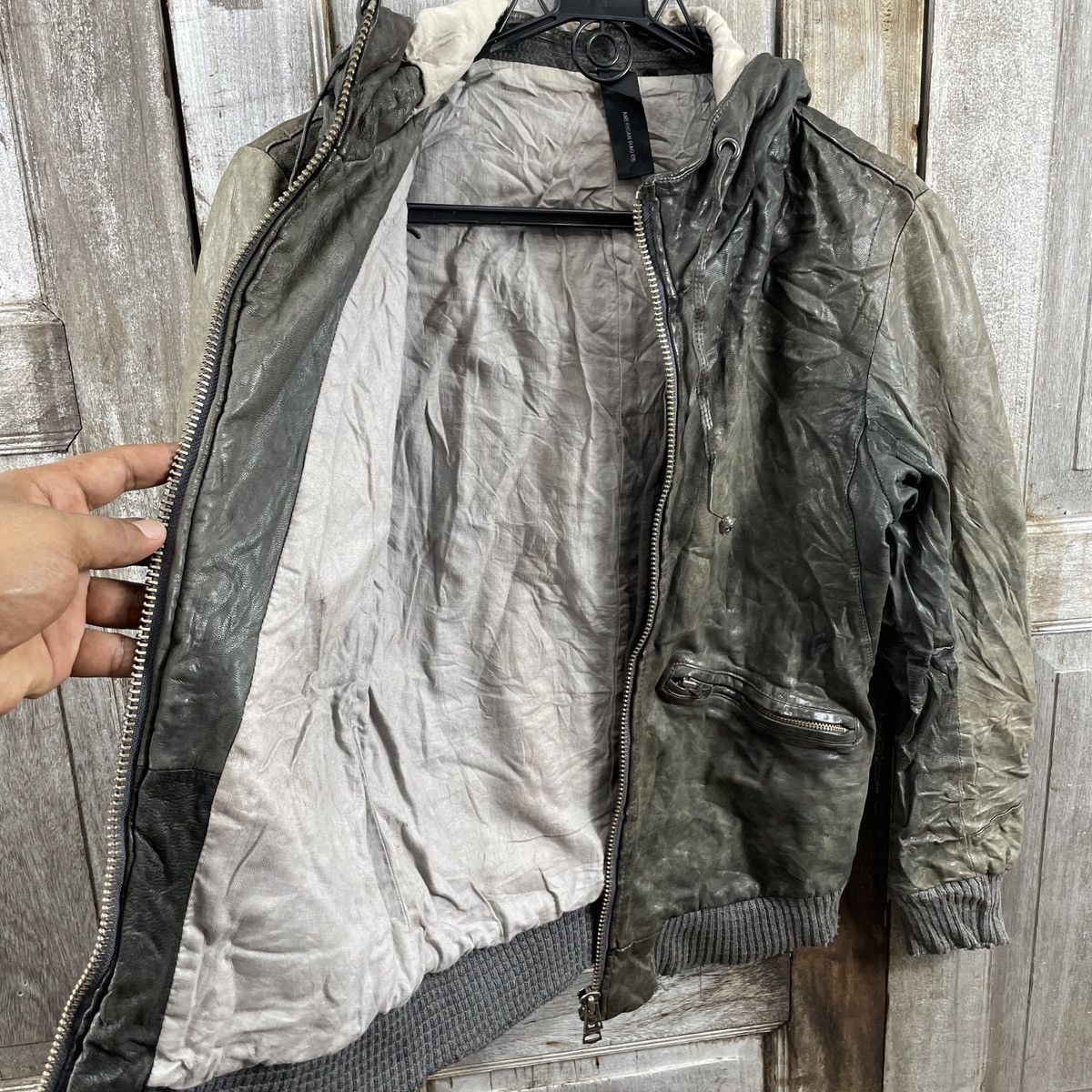 American Rag × Genuine Leather × Vintage American Rag CIE Hoodie Leather Jacket Size US S / EU 44-46 / 1 - 3 Thumbnail
