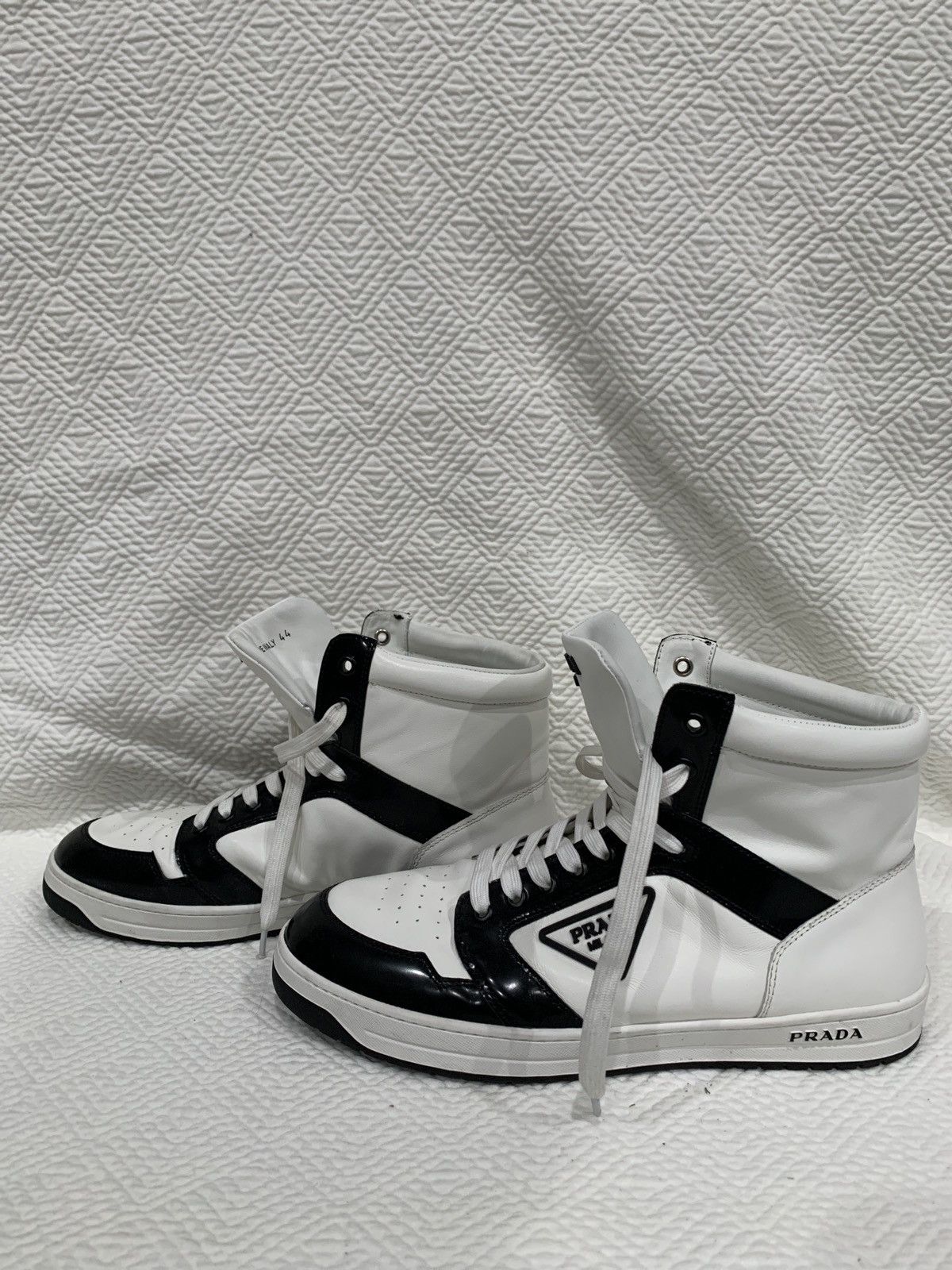 Prada Prada Milano High Top Sneakers black and white Size US 10 / EU 43 - 6 Thumbnail