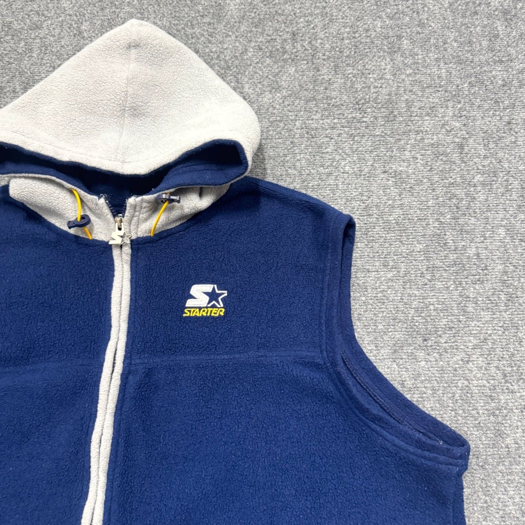 Starter VTG Starter Vest Mens XL Blue 90s Hooded Fullzip Jacket Gray Y2K Cotton Windbreaker Polyester Shirt? Size US XL / EU 56 / 4 - 6 Thumbnail