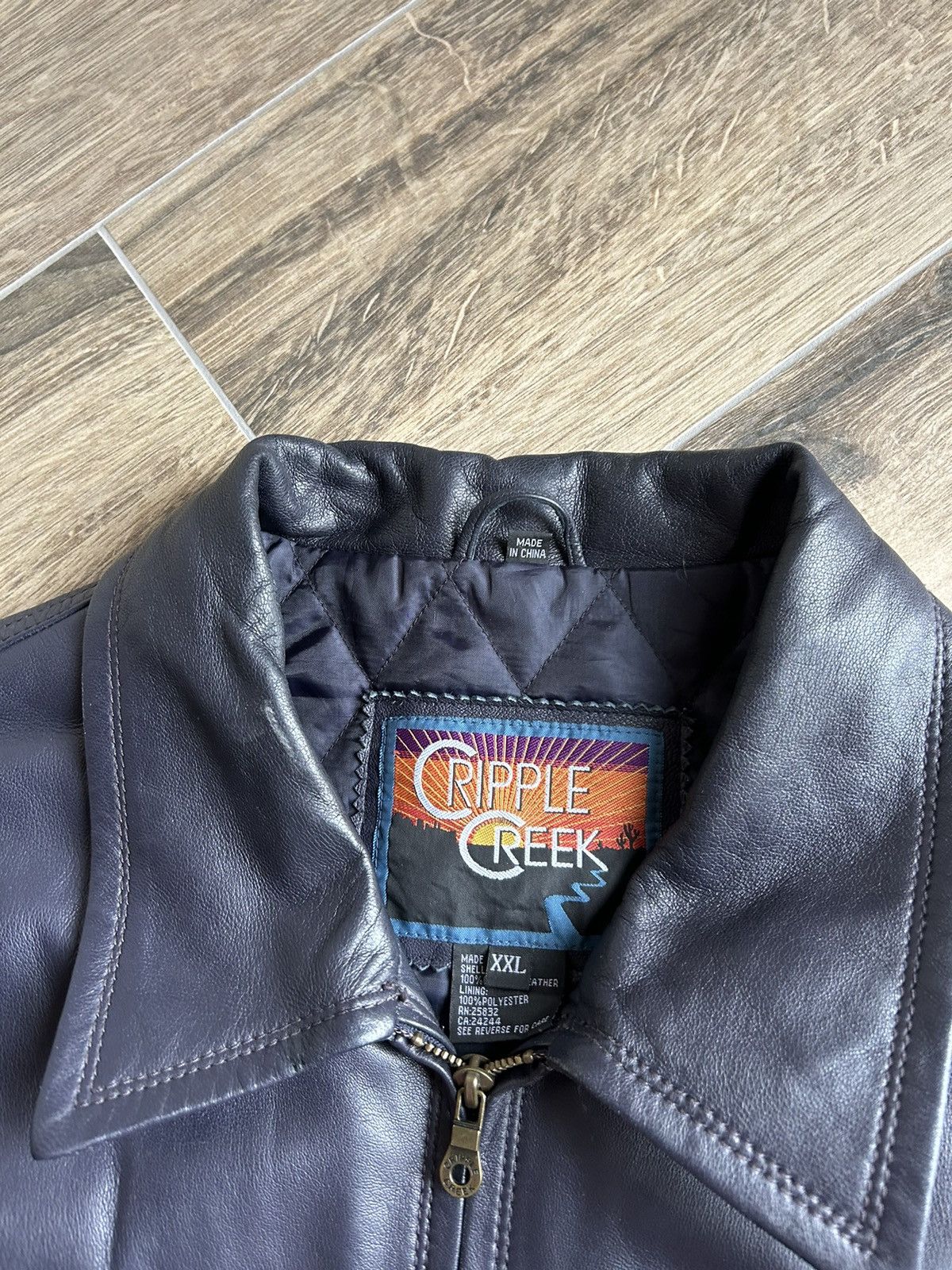 Vintage Cripple Creek Express Ranches leather bomber jacket mens Size US XL / EU 56 / 4 - 5 Thumbnail