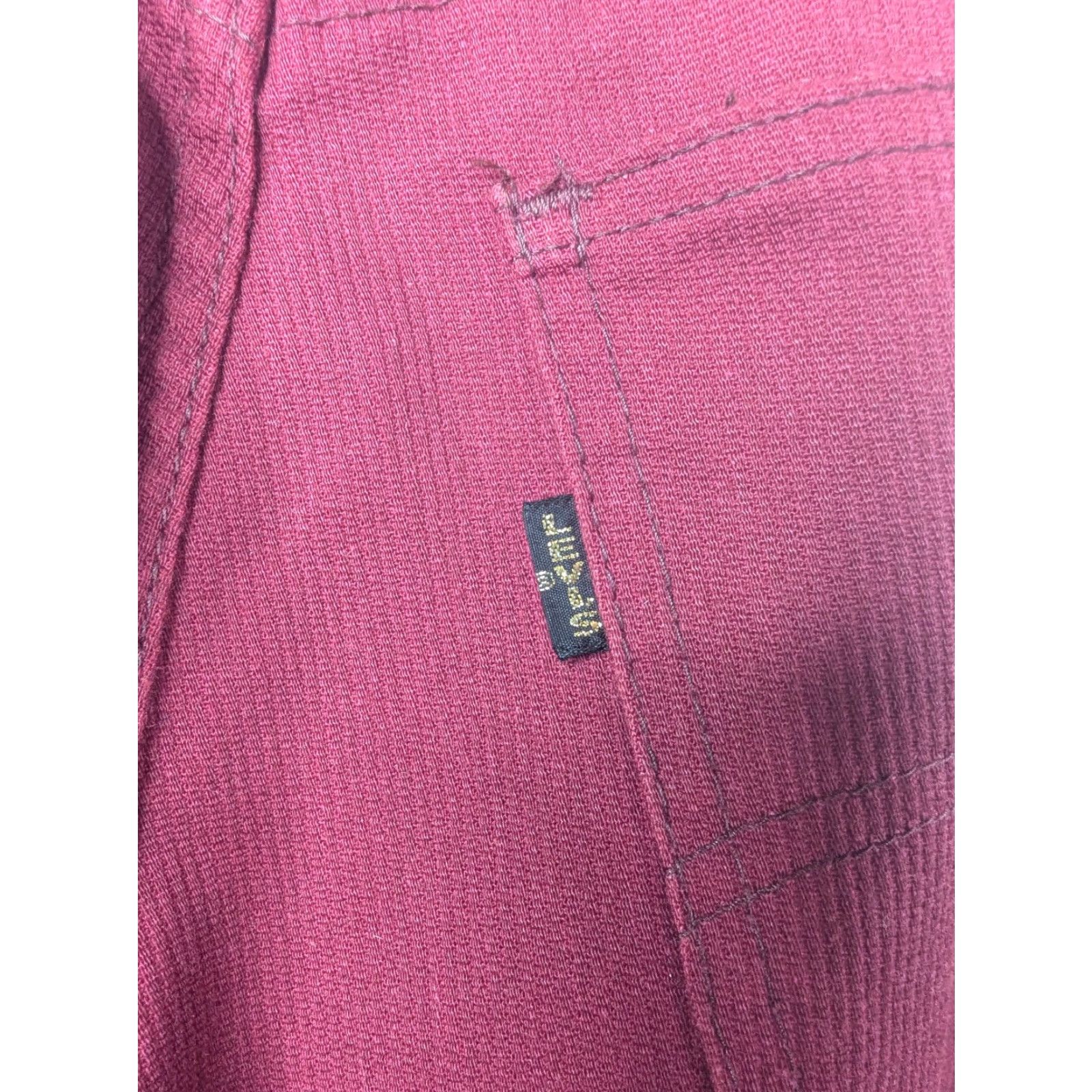 Levi's VINTAGE Levi's 517 Big E Sta Prest Talon Zip Maroon Red Pants 32x28 Size US 32 / EU 48 - 2 Thumbnail